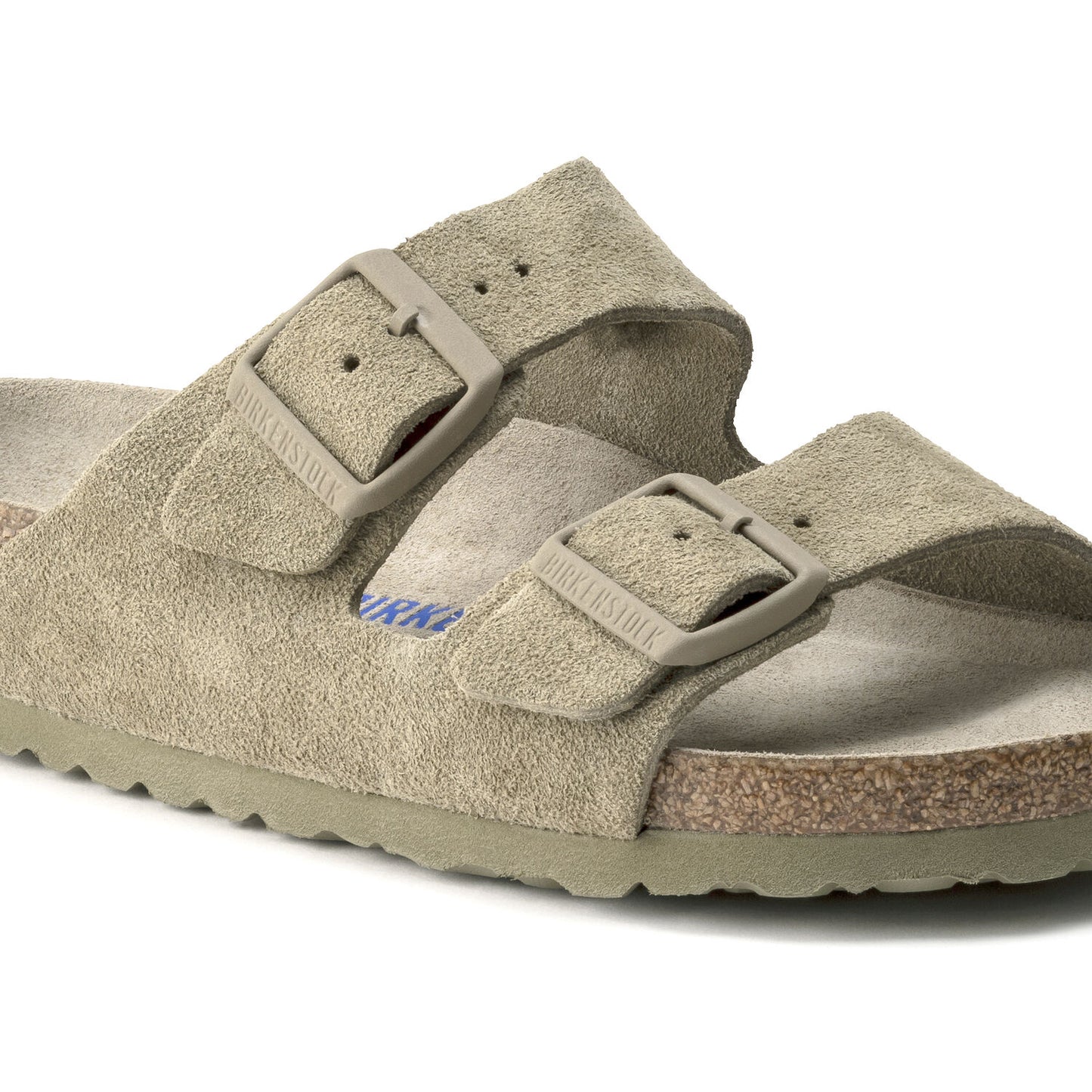 BIRKENSTOCK | SANDALES FEMME | SEMELLE INTÉRIEURE SOUPLE ARIZONA, CUIR DAIM, KAKI DÉLAVÉ | KAKI