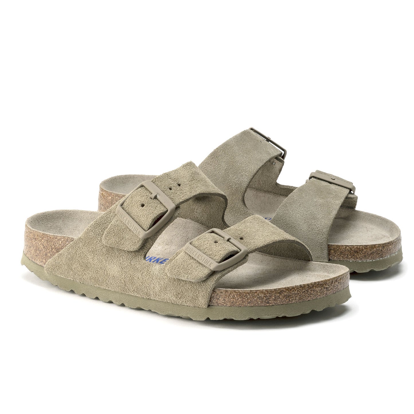 BIRKENSTOCK | SANDALES FEMME | SEMELLE INTÉRIEURE SOUPLE ARIZONA, CUIR DAIM, KAKI DÉLAVÉ | KAKI