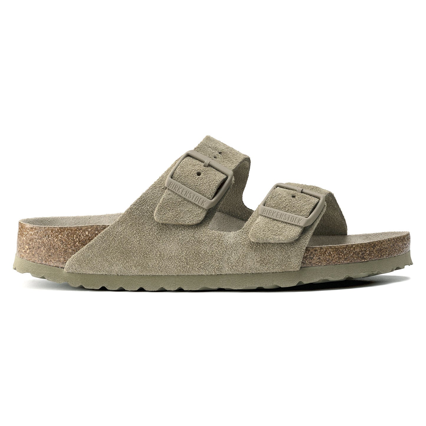 BIRKENSTOCK | SANDALES FEMME | SEMELLE INTÉRIEURE SOUPLE ARIZONA, CUIR DAIM, KAKI DÉLAVÉ | KAKI