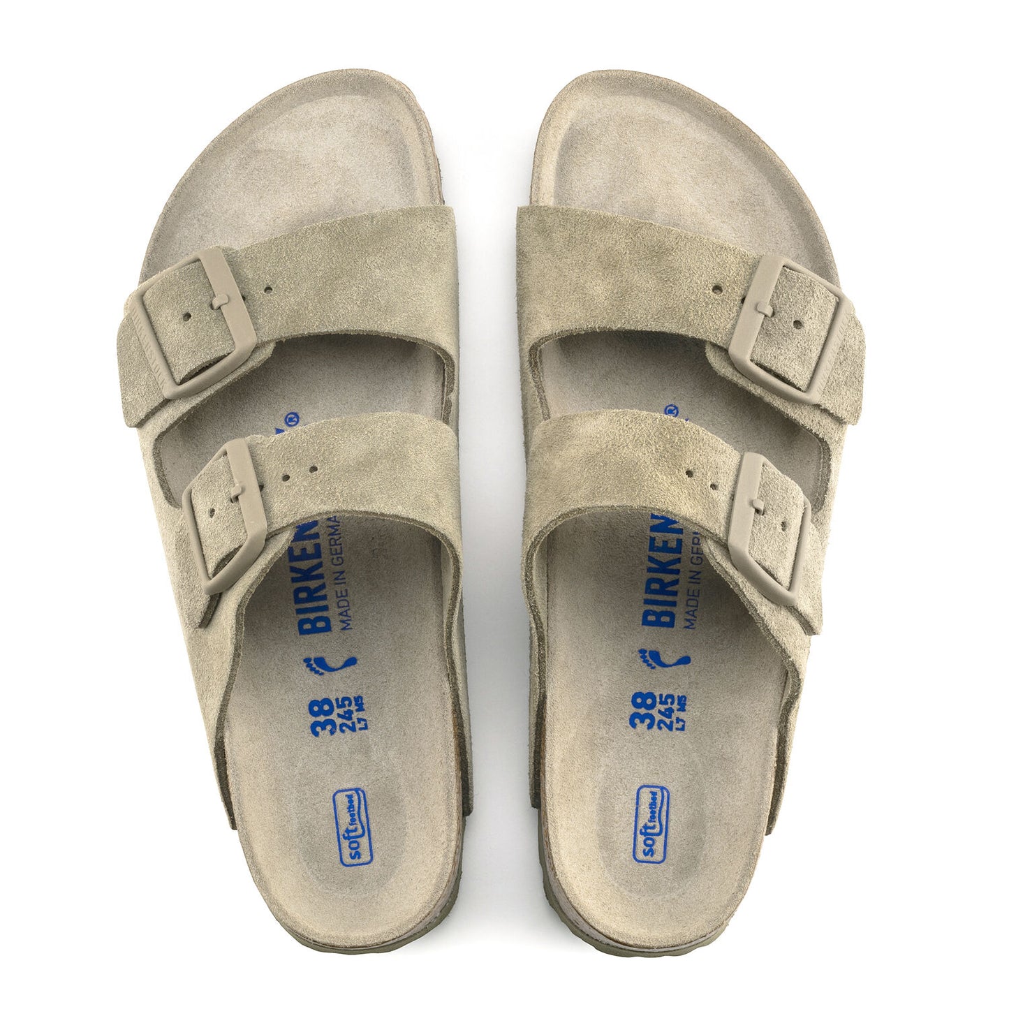 BIRKENSTOCK | SANDALES FEMME | SEMELLE INTÉRIEURE SOUPLE ARIZONA, CUIR DAIM, KAKI DÉLAVÉ | KAKI