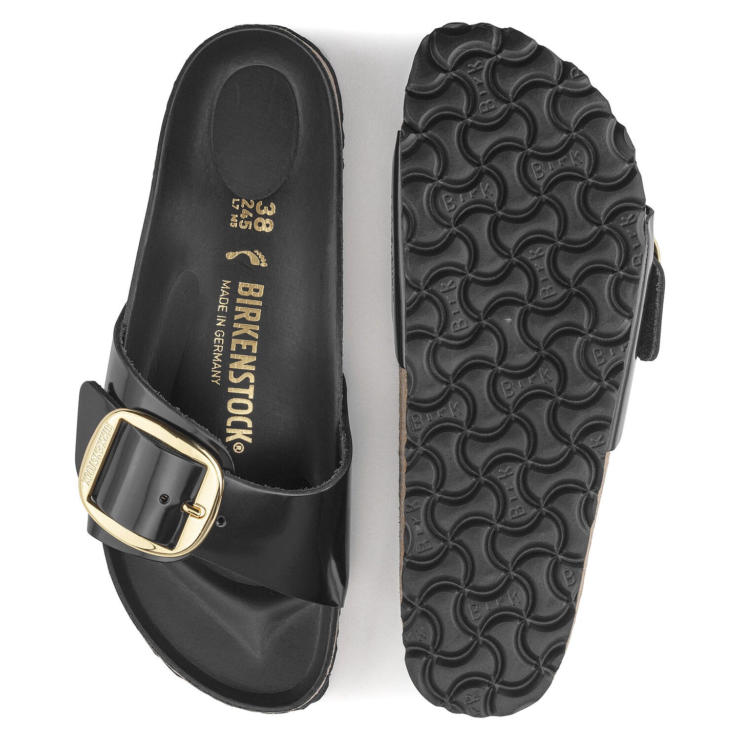 BIRKENSTOCK | SANDALES FEMME | MADRID BB LENA HIGH SHINE BLACK HEX | NOIR | S ÉTROIT