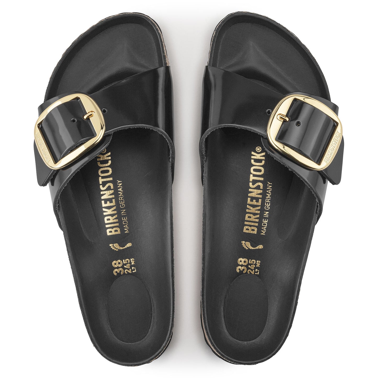BIRKENSTOCK | SANDALES FEMME | MADRID BB LENA HIGH SHINE BLACK HEX | NOIR | S ÉTROIT