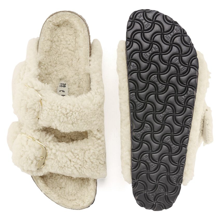 BIRKENSTOCK | WOMEN'S SANDALS | ARIZONA BIG BUCKLE FUR TEDDY EGGSHELL | WHITE