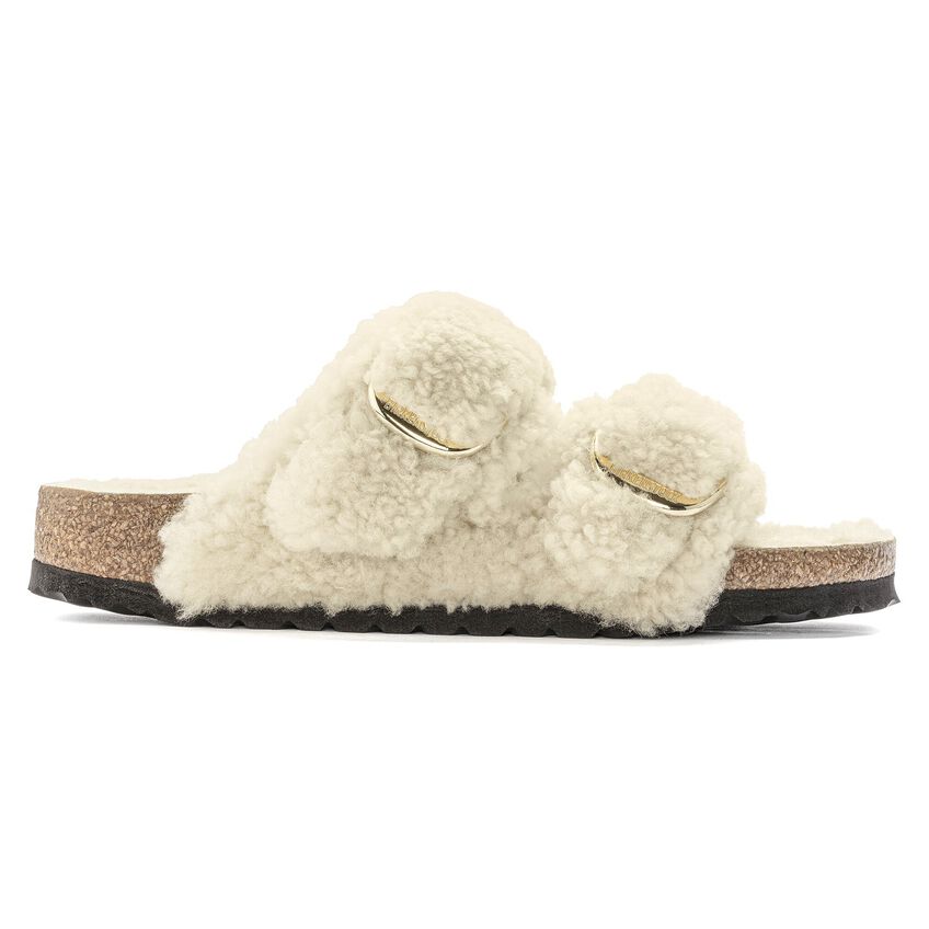 BIRKENSTOCK | WOMEN'S SANDALS | ARIZONA BIG BUCKLE FUR TEDDY EGGSHELL | WHITE