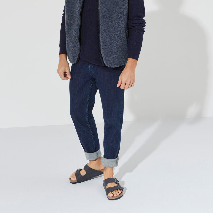 Sandalias De La Marca Birkenstock Para Hombre Modelo Arizona Versión Vegana Microfibra Desert Dust Indigo Blue En Color Azul
