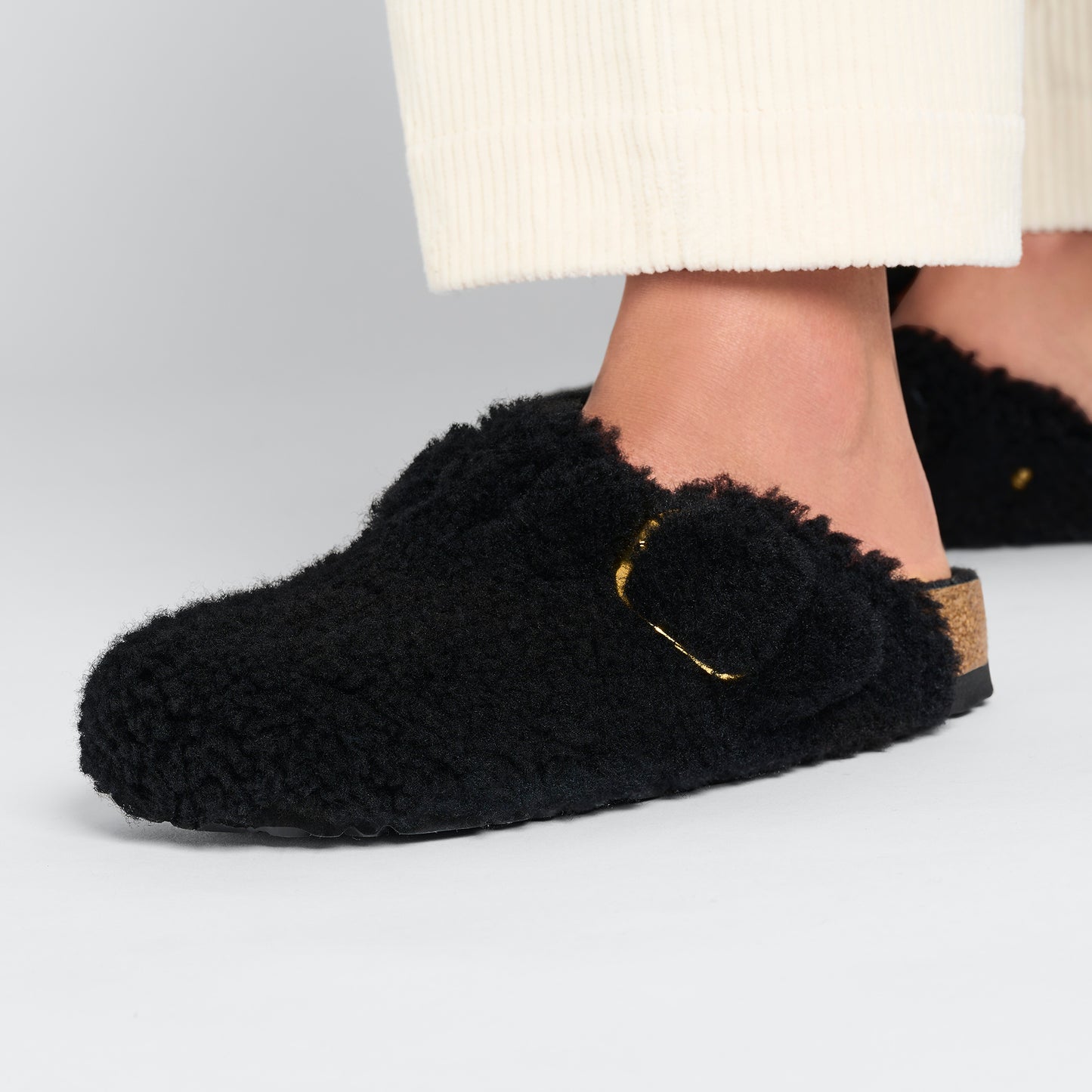 BIRKENSTOCK | SANDALIAS MUJER | BOSTON BIG BUCKLE SHEARLING | NEGRO | M MEDIUM