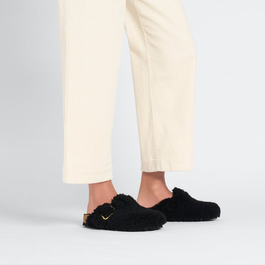 BIRKENSTOCK | WOMEN'S SANDALS | BOSTON BIG BUCKLE SHEARLING | BLACK | M MEDIUM