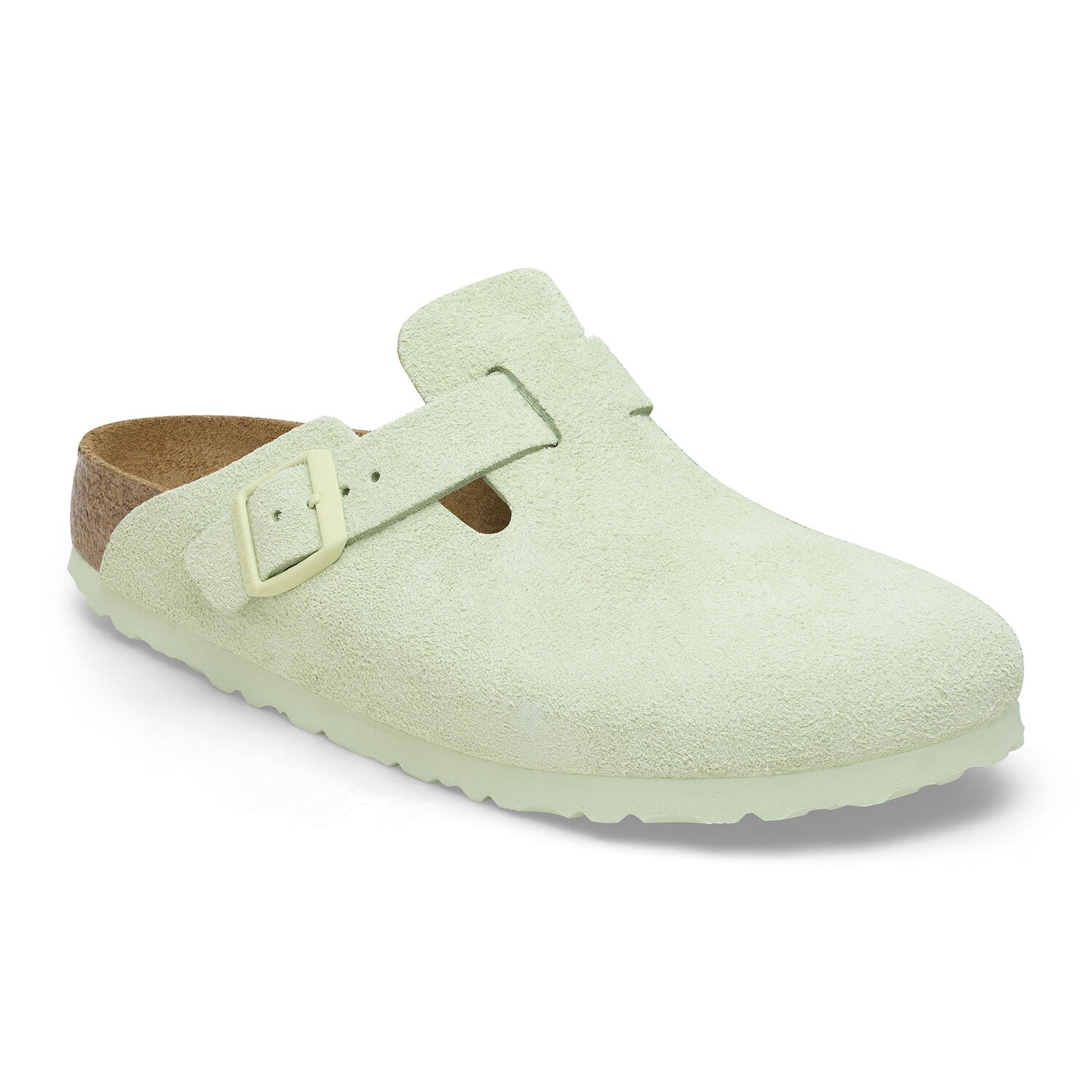 BIRKENSTOCK | SANDALI DA DONNA | BOSTON BS PELLE SCAMOSCIATA LIME SCOLORITO | VERDE