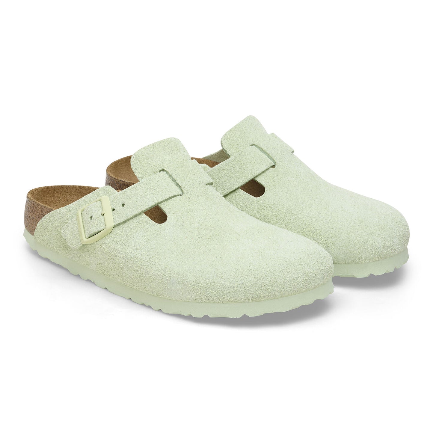 BIRKENSTOCK | SANDALI DA DONNA | BOSTON BS PELLE SCAMOSCIATA LIME SCOLORITO | VERDE