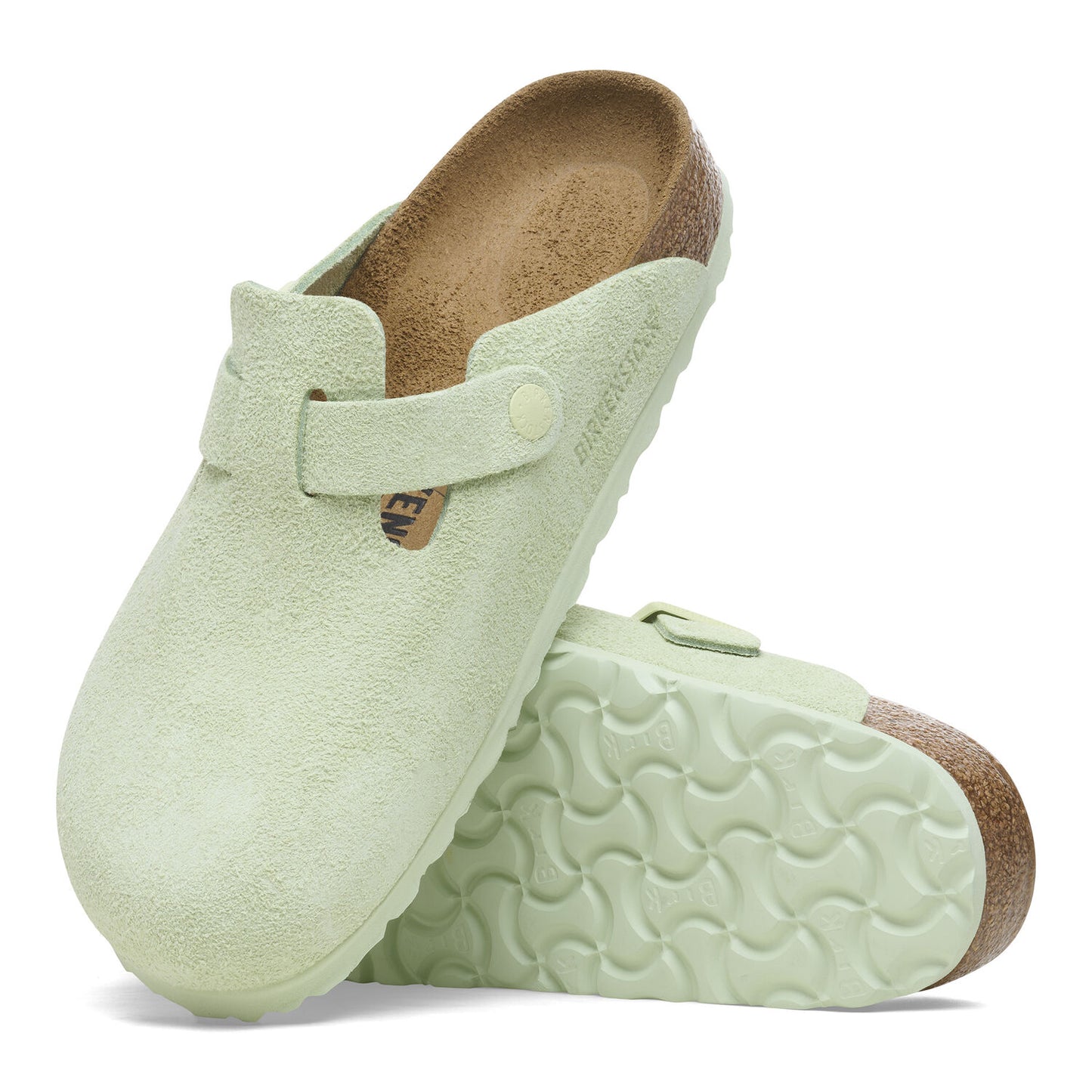 BIRKENSTOCK | SANDALI DA DONNA | BOSTON BS PELLE SCAMOSCIATA LIME SCOLORITO | VERDE