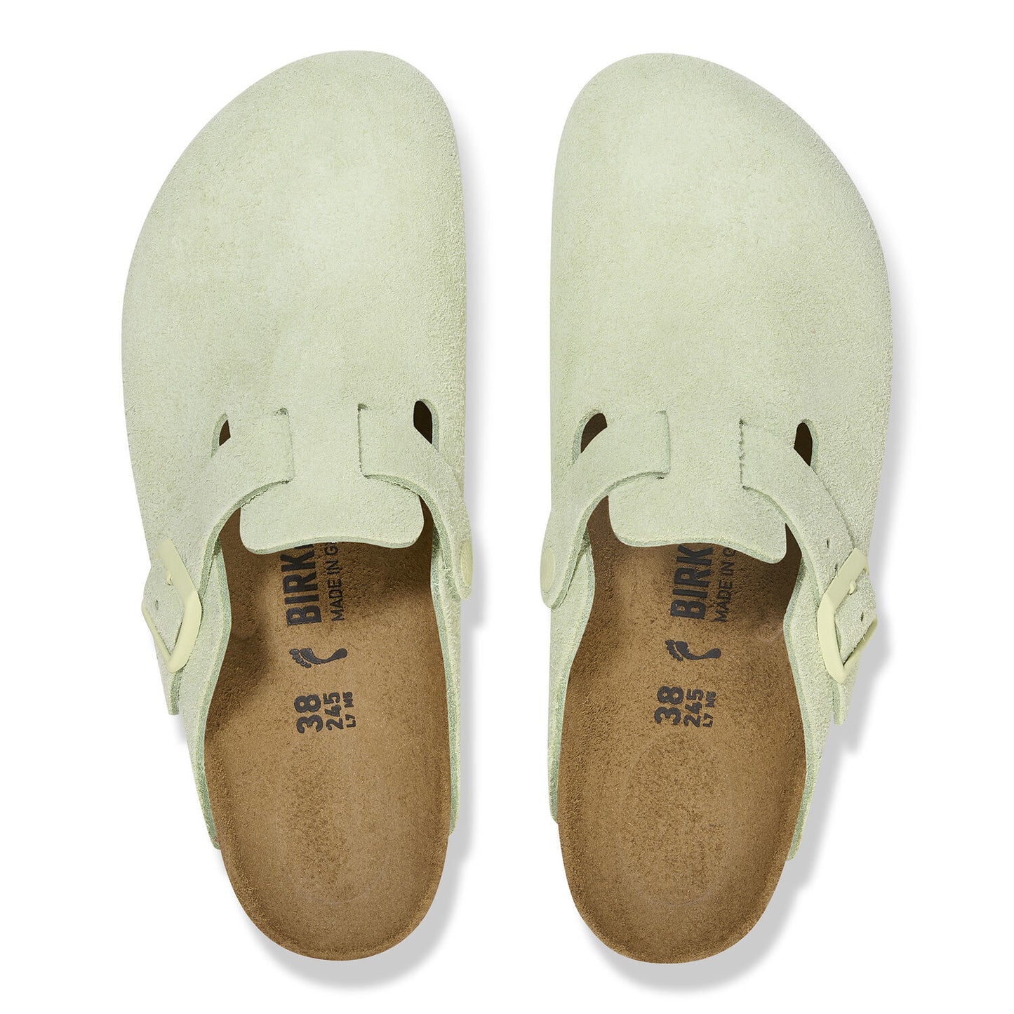 BIRKENSTOCK | SANDALI DA DONNA | BOSTON BS PELLE SCAMOSCIATA LIME SCOLORITO | VERDE