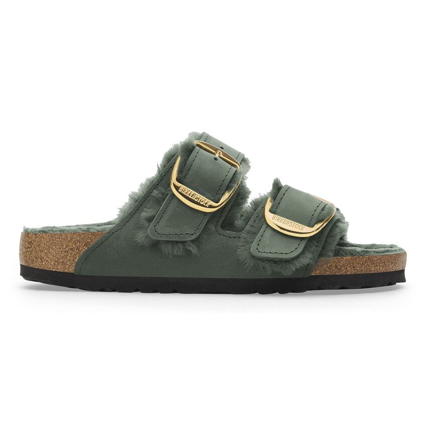 BIRKENSTOCK | SANDALES FEMME | ARIZONA BIG BUCKLE SHEARLING CUIR HUILÉ THYM | VERT