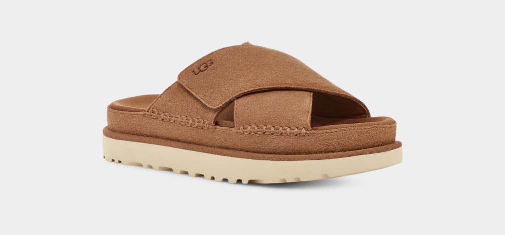 UGG | Damen Sandalen | W Goldenstar Cross Slide Kastanie | Braun