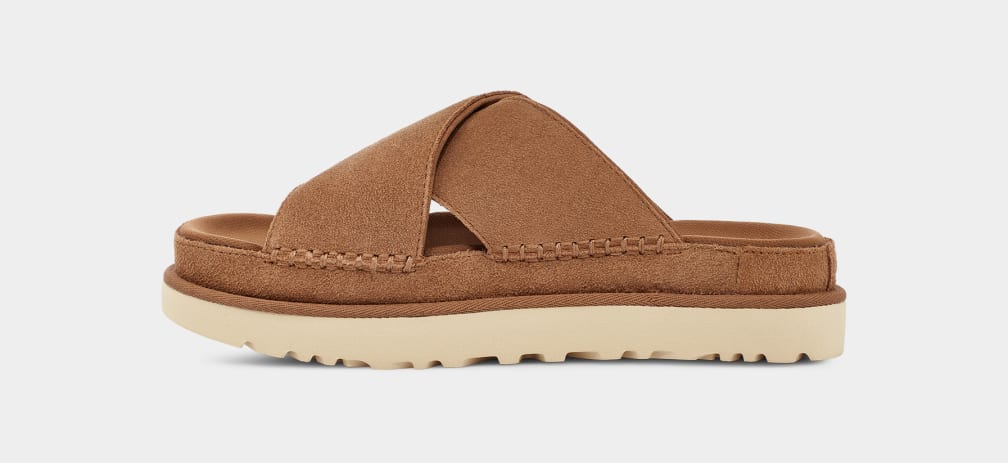 UGG | Damen Sandalen | W Goldenstar Cross Slide Kastanie | Braun
