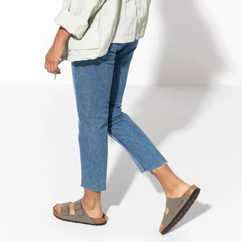 Birkenstock UNISEX Markensandalen Arizona Birko-Flor Nubuk Stone Modell in Grau