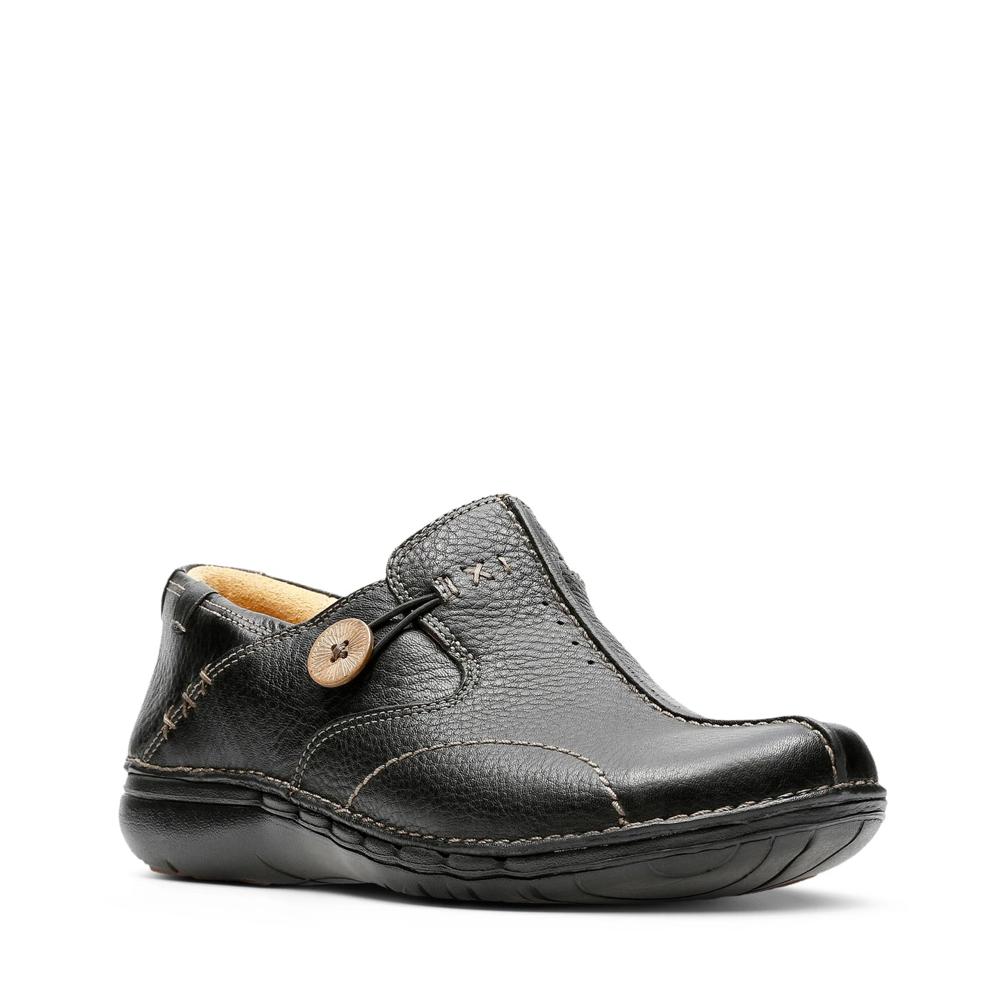 Zapatos Casual De La Marca Clarks Para Mujer Modelo Un Loop Black Leather En Color Negro