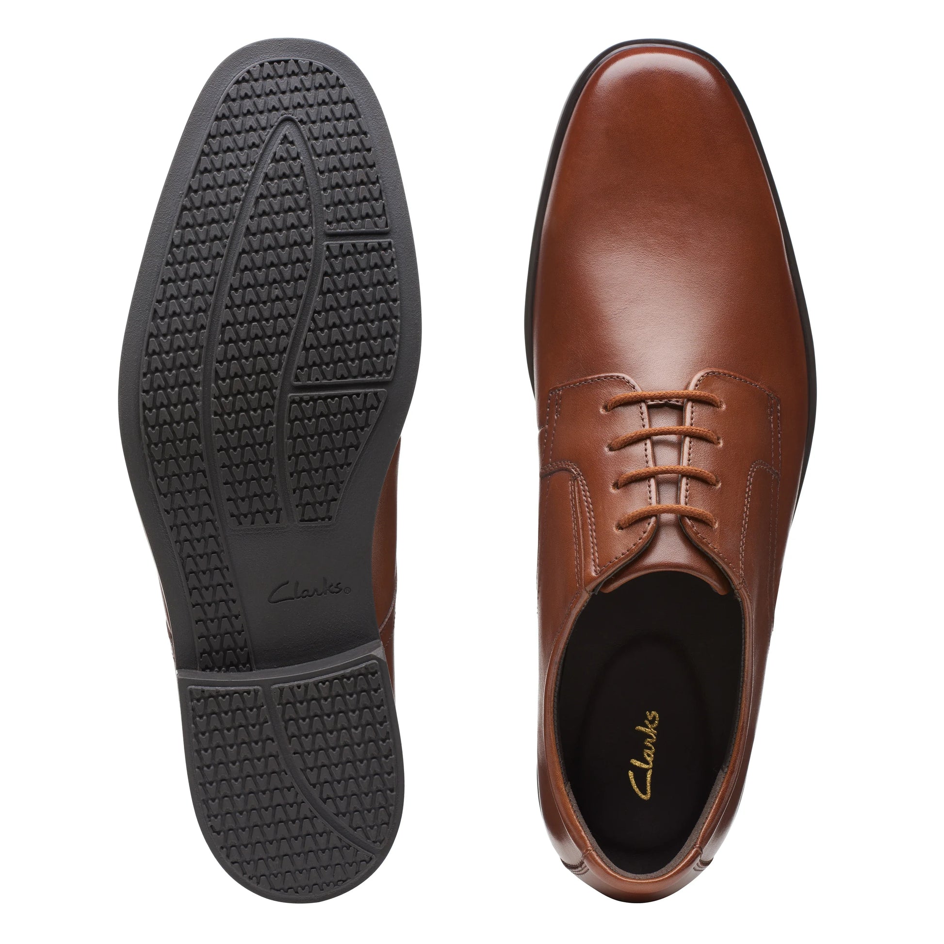 Clarks Howard Walk Dark Tan Lea 男士米色正装鞋