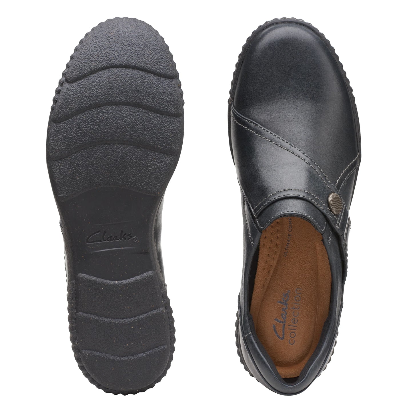 Zapatos Casual De La Marca Clarks Para Mujer Modelo Caroline Pearl Black Leather En Color Negro