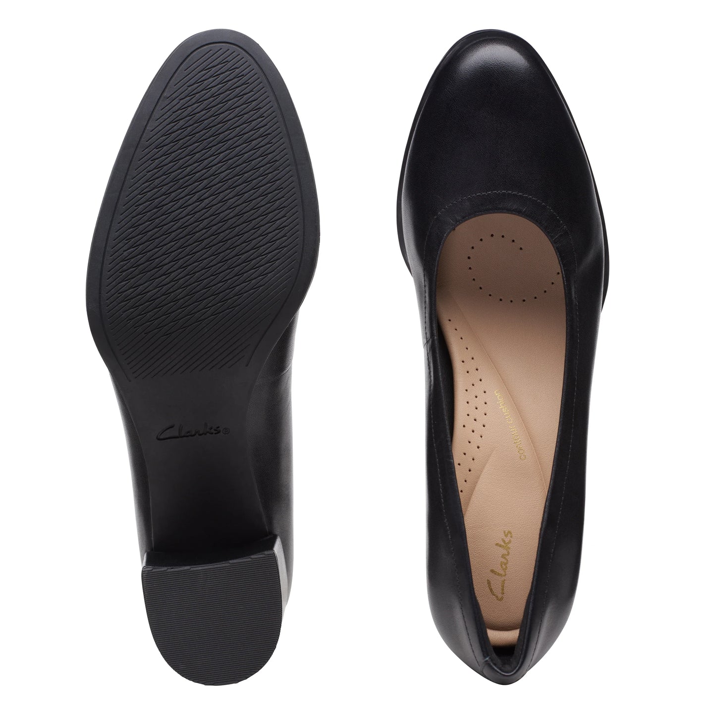 Zapatos De Vestir De La Marca Clarks Para Mujer Modelo Freva55 Court Black Leather En Color Negro
