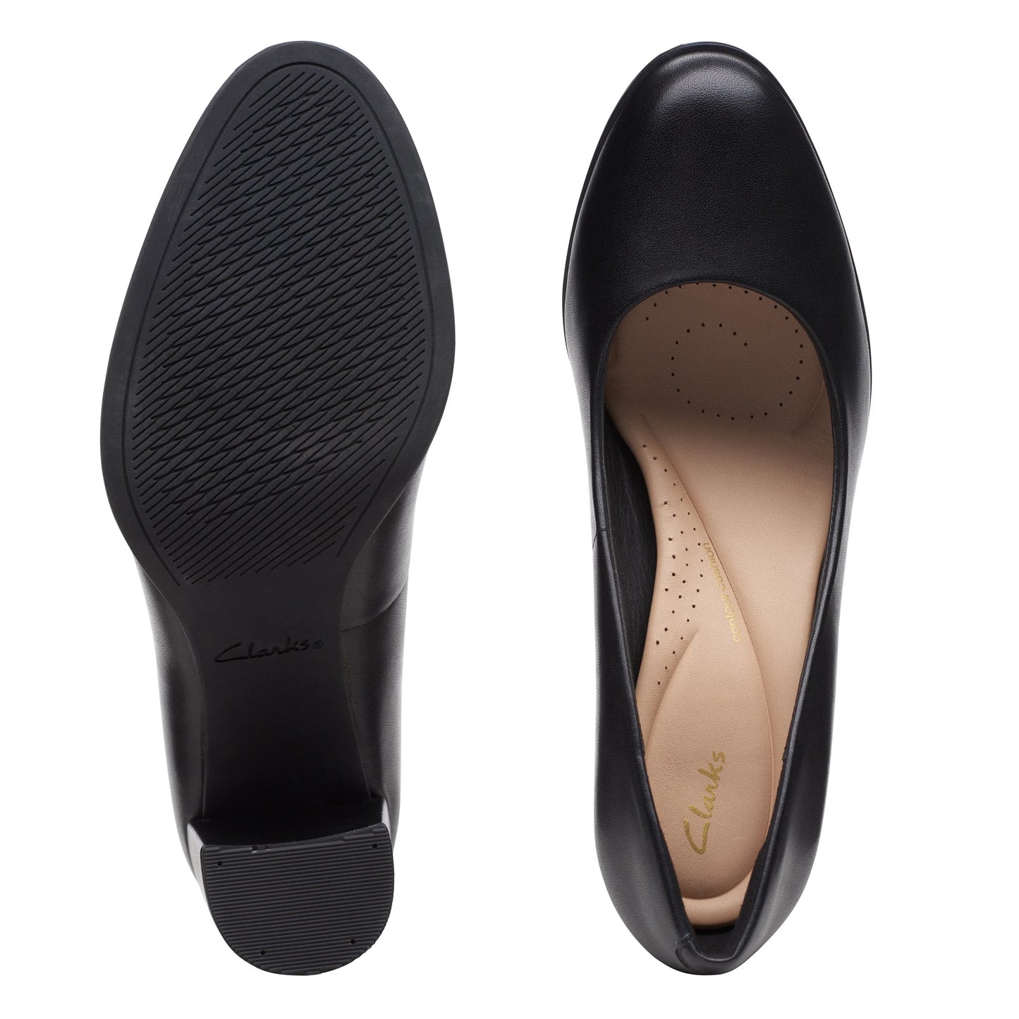Zapatos De Vestir De La Marca Clarks Para Mujer Modelo Freva85 Court Black Leather En Color Negro