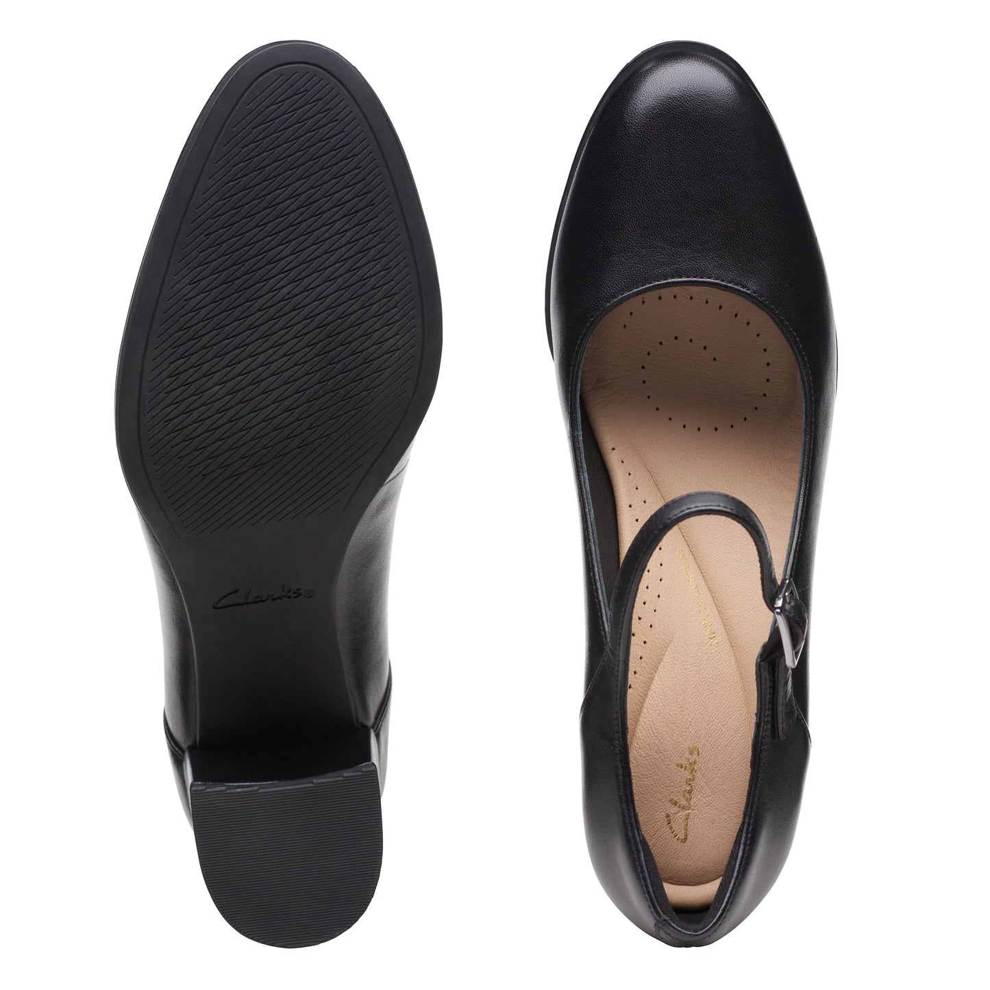 Zapatos De Vestir De La Marca Clarks Para Mujer Modelo Freva55 Strap Black Leather En Color Negro