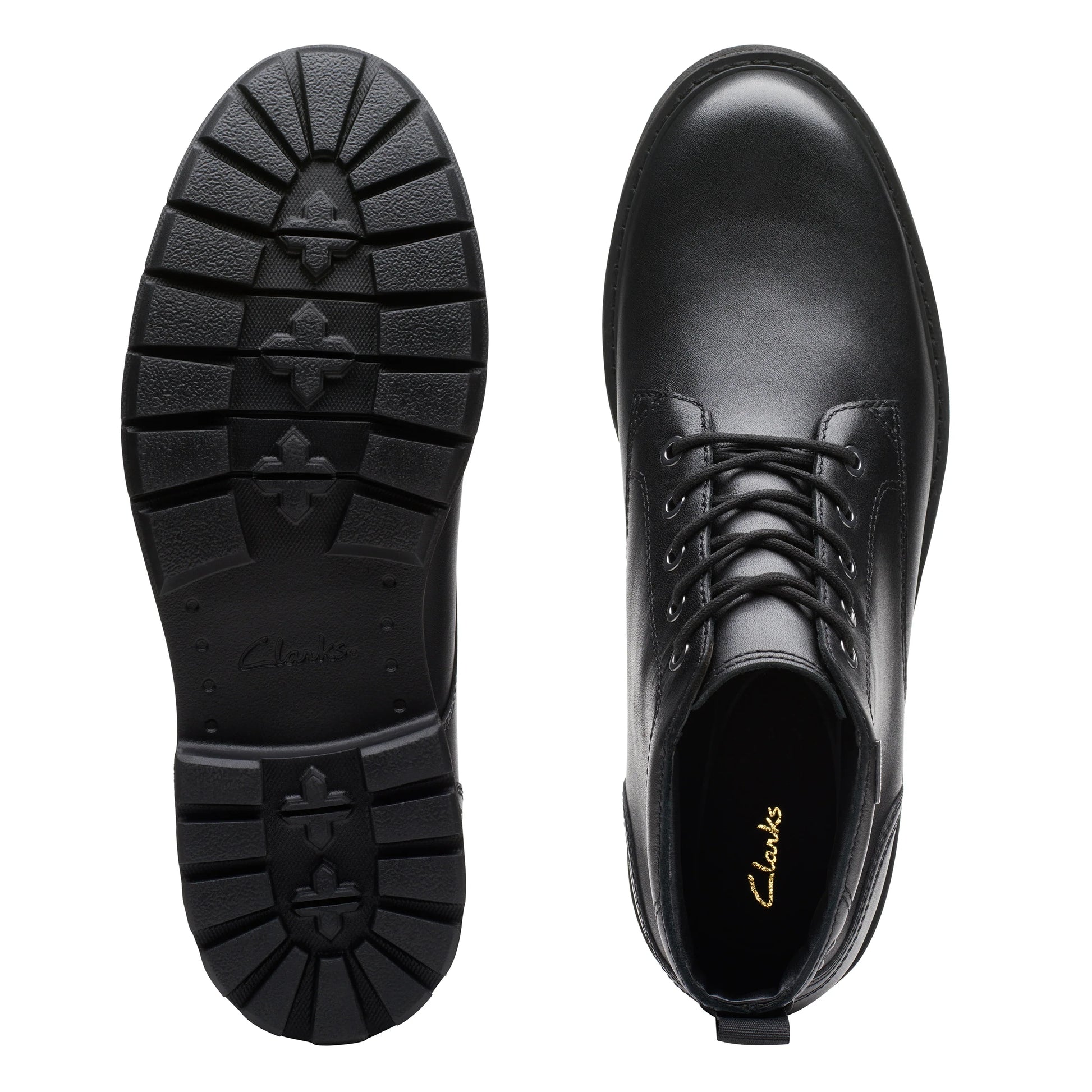 Чоловічі черевики від бренду Clarks, модель Batcombemixgtx чорна шкіра в чорному кольорі.