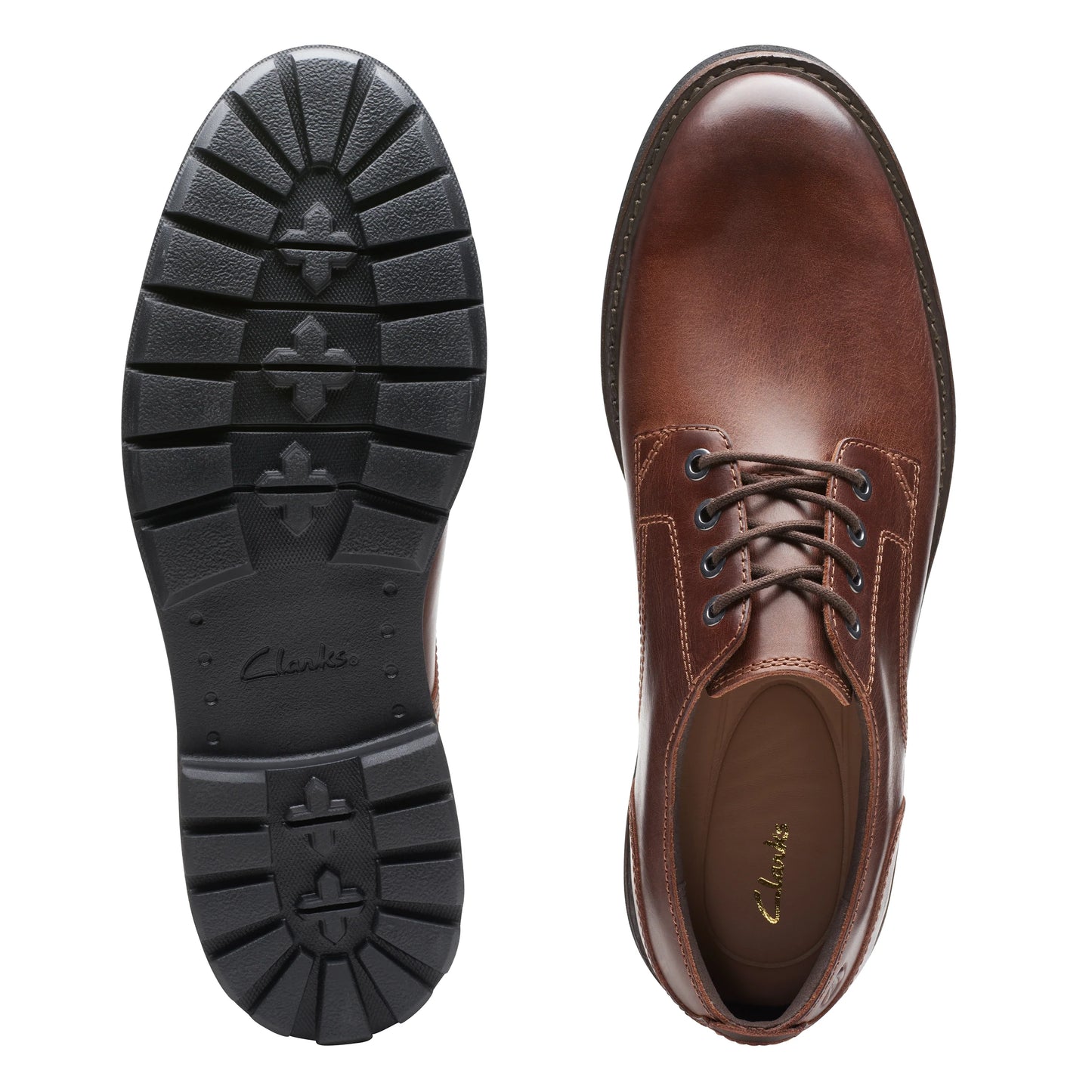 Zapatos Casual De La Marca Clarks Para Hombre Modelo Batcombe Tie Dark Tan Leather En Color Beige