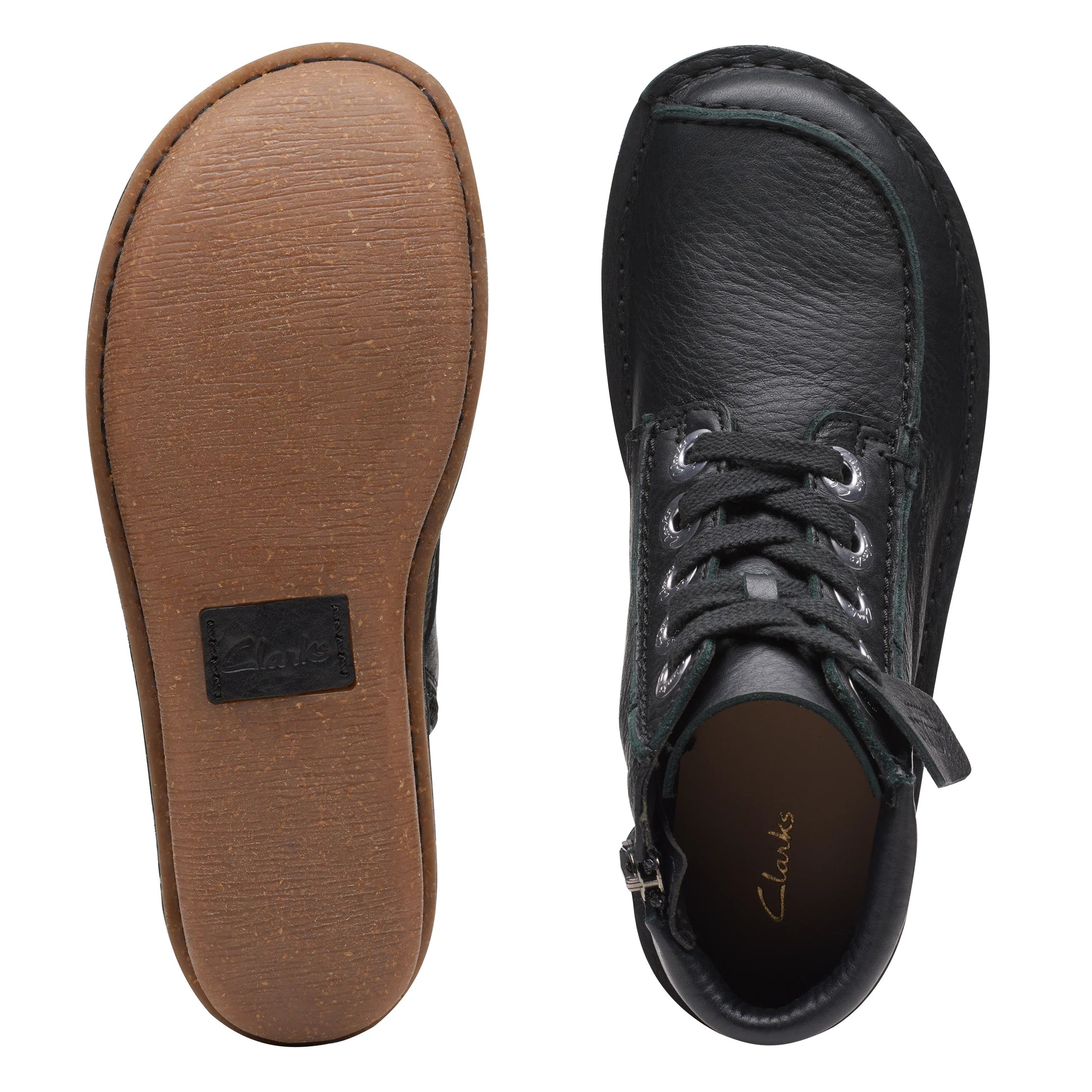 Clarks Funny Cedar – Schwarze Lederstiefel für Damen in Schwarz