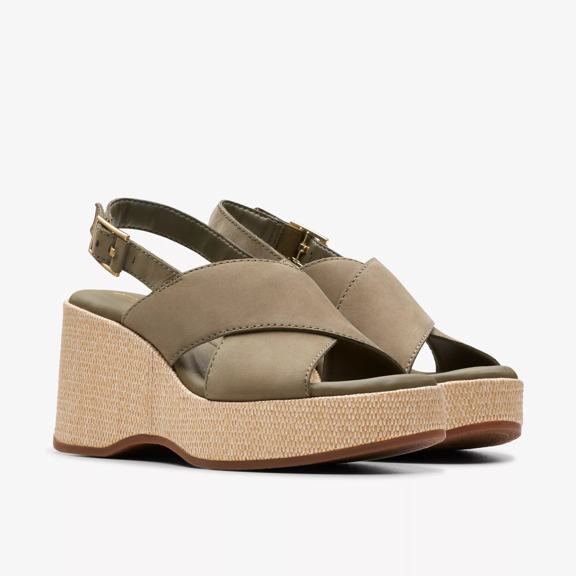 Sandalias Casual De La Marca Clarks  Para Mujer Modelo Manon Wish Olive Nubuck En Color Verde