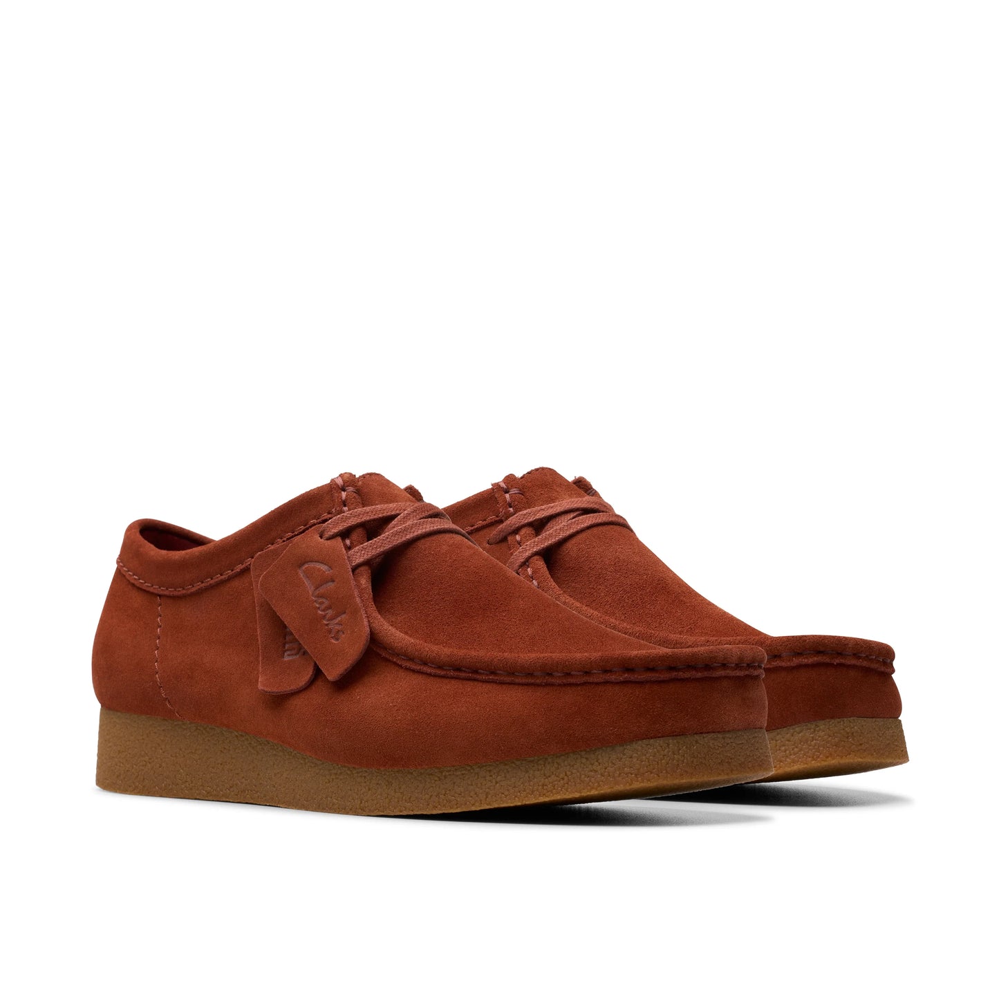 Zapatos Casual De La Marca Clarks Para Hombre Modelo Wallabee Evo Chestnut Suede En Color Rojo