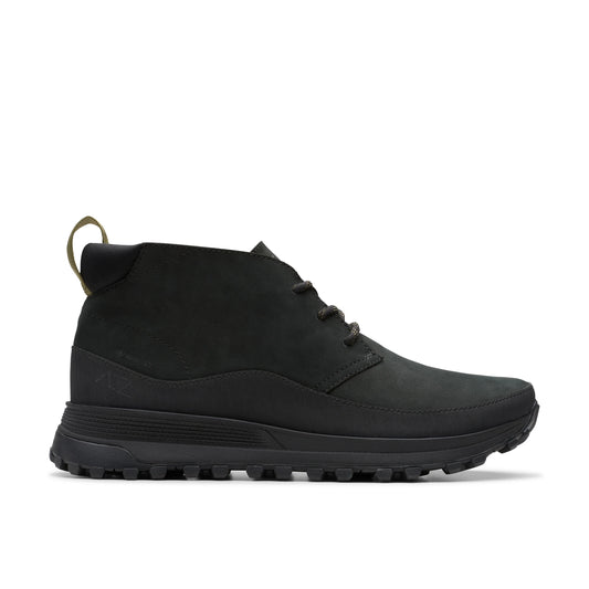 Bottes pour homme de la marque Clarks, modèle ATL TrekDB GTX en nubuck noir de couleur noir.