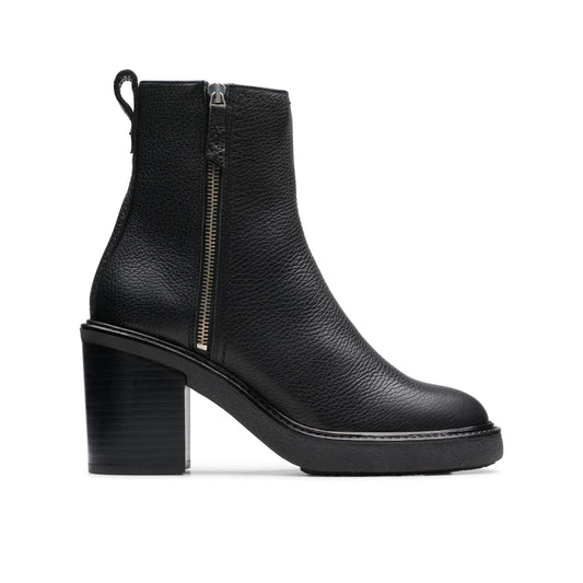 Bottes pour femmes Clarks, Cassiano Zip Black Leather, en noir.