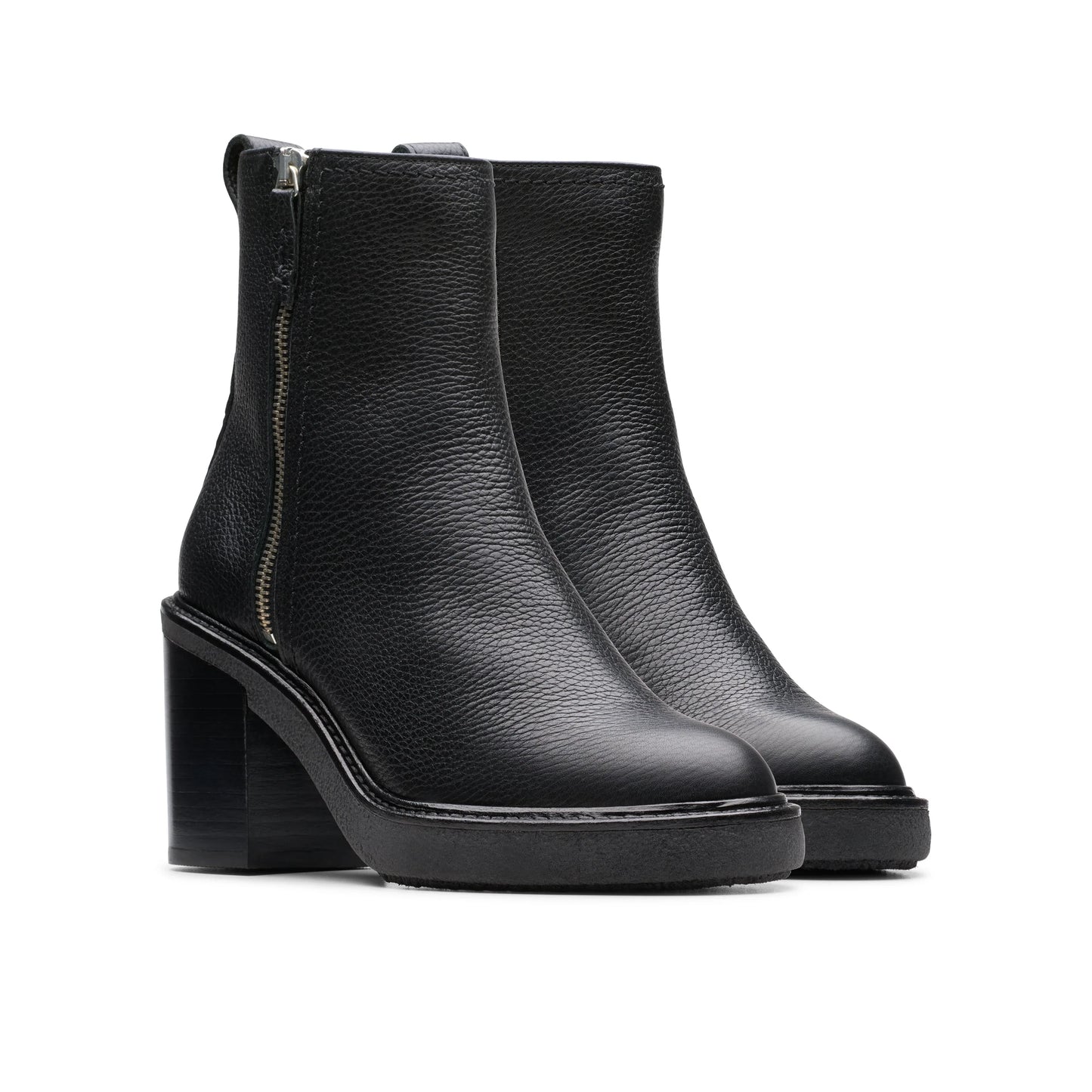 Botines De La Marca Clarks Para Mujer Modelo Cassiano Zip Black Leather En Color Negro