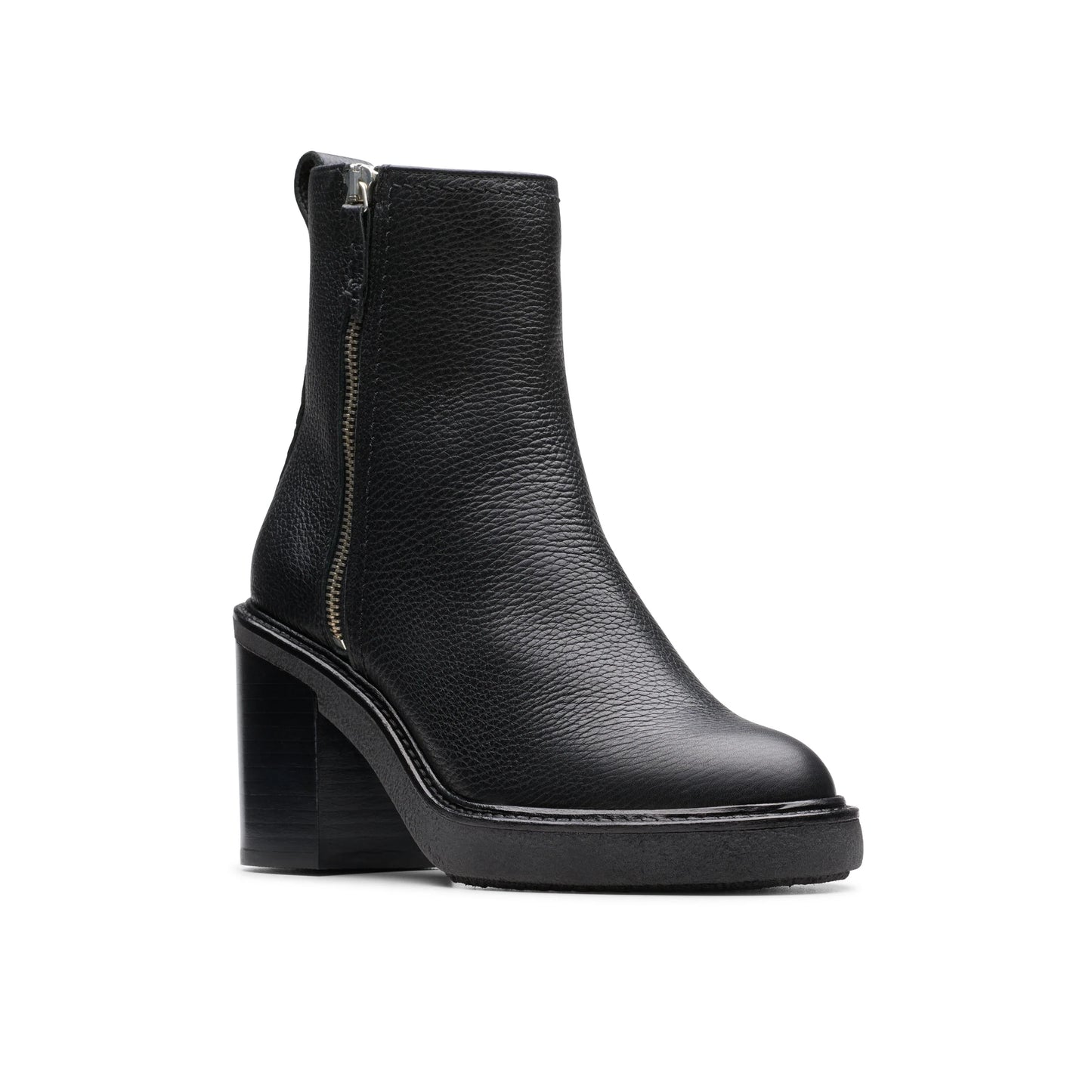 Botines De La Marca Clarks Para Mujer Modelo Cassiano Zip Black Leather En Color Negro