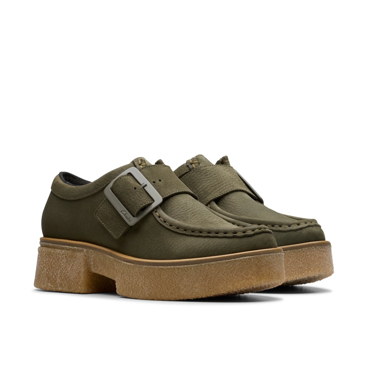 Zapatos Casual De La Marca Clarks Para Mujer Modelo Linoso Monk Dark Green Nubuck En Color Green