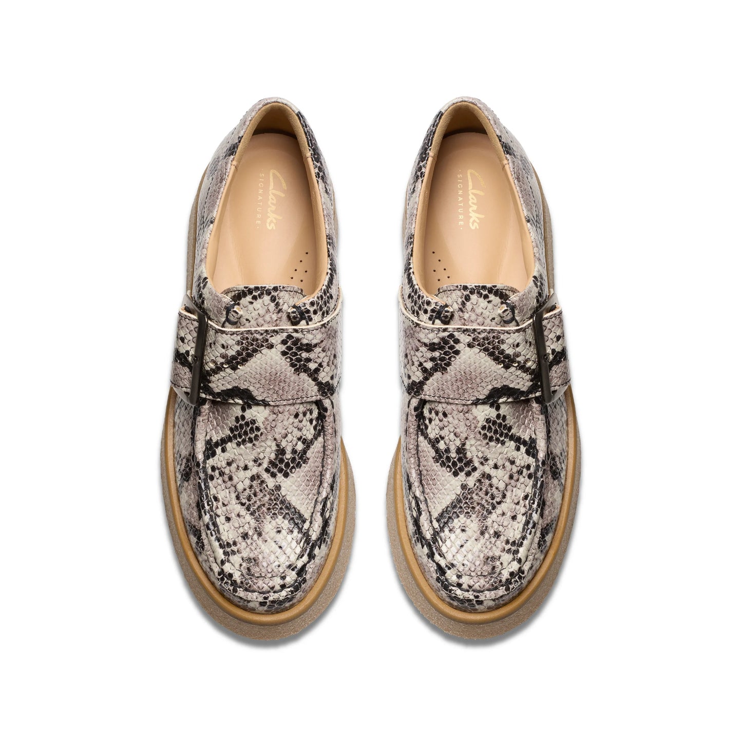 Zapatos Casual De La Marca Clarks Para Mujer Modelo Linoso Monk Grey Snake Leather En Color Gris