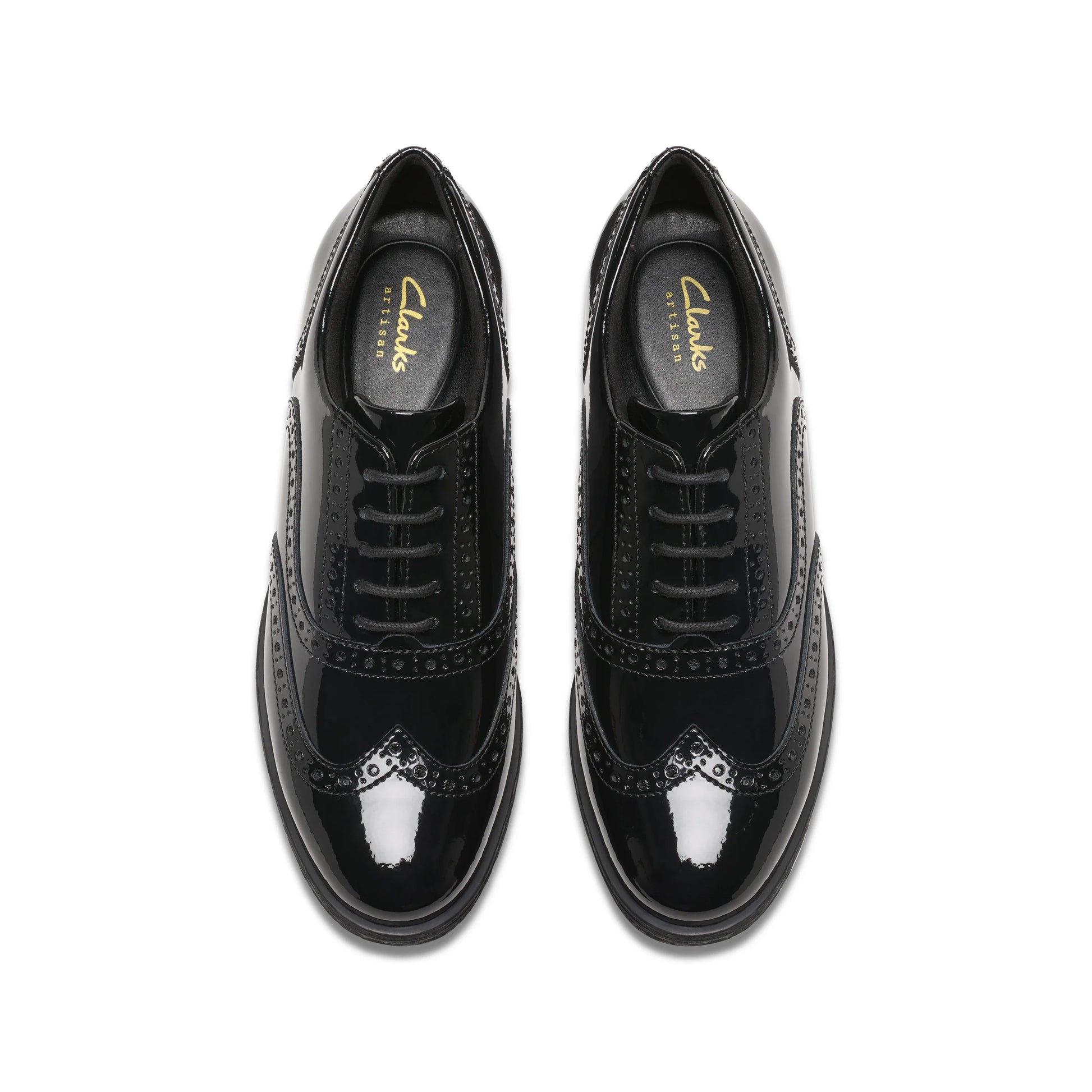 Damskie buty wizytowe Clarks, model Havisham Oak Black Pat, w kolorze czarnym.