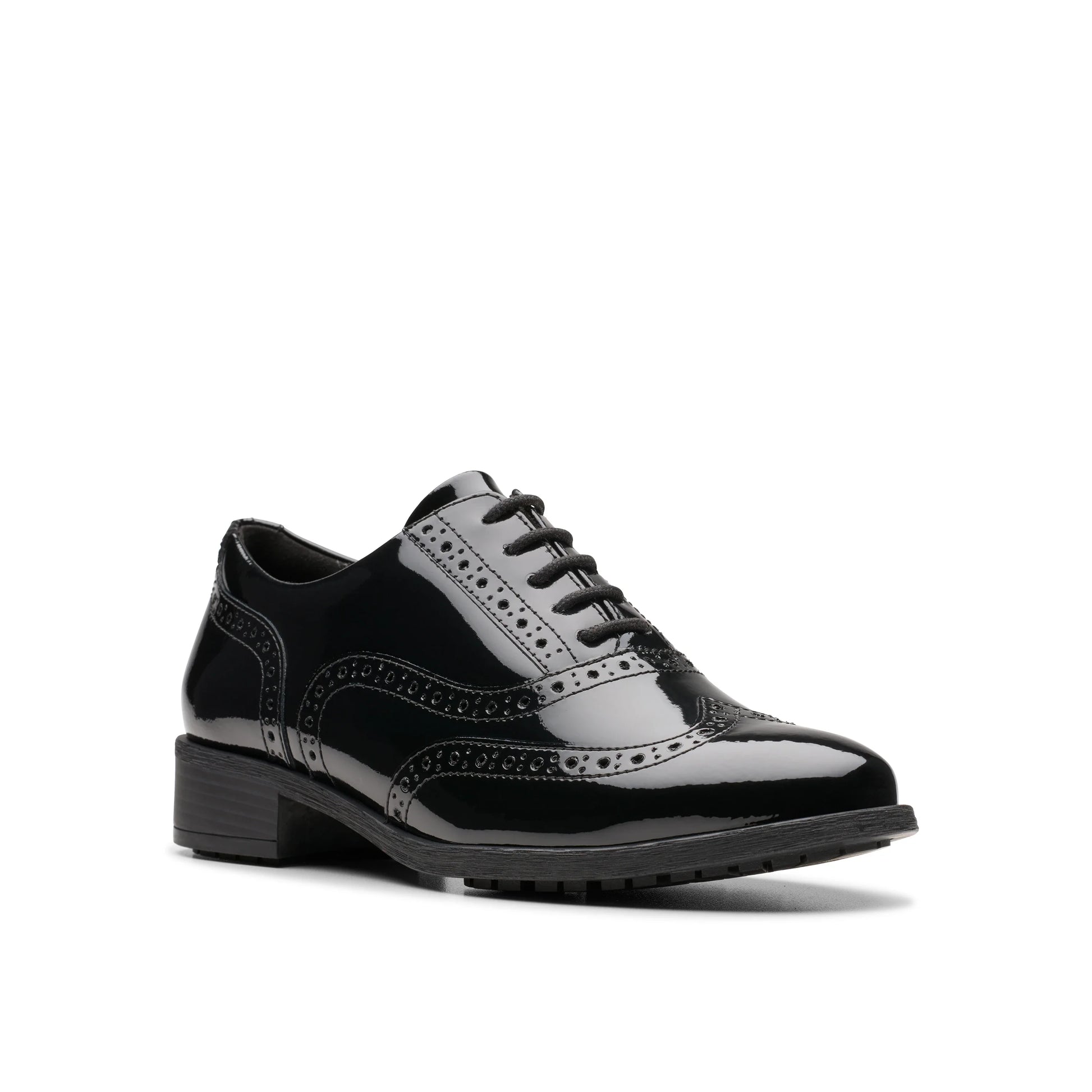 Damskie buty wizytowe Clarks, model Havisham Oak Black Pat, w kolorze czarnym.