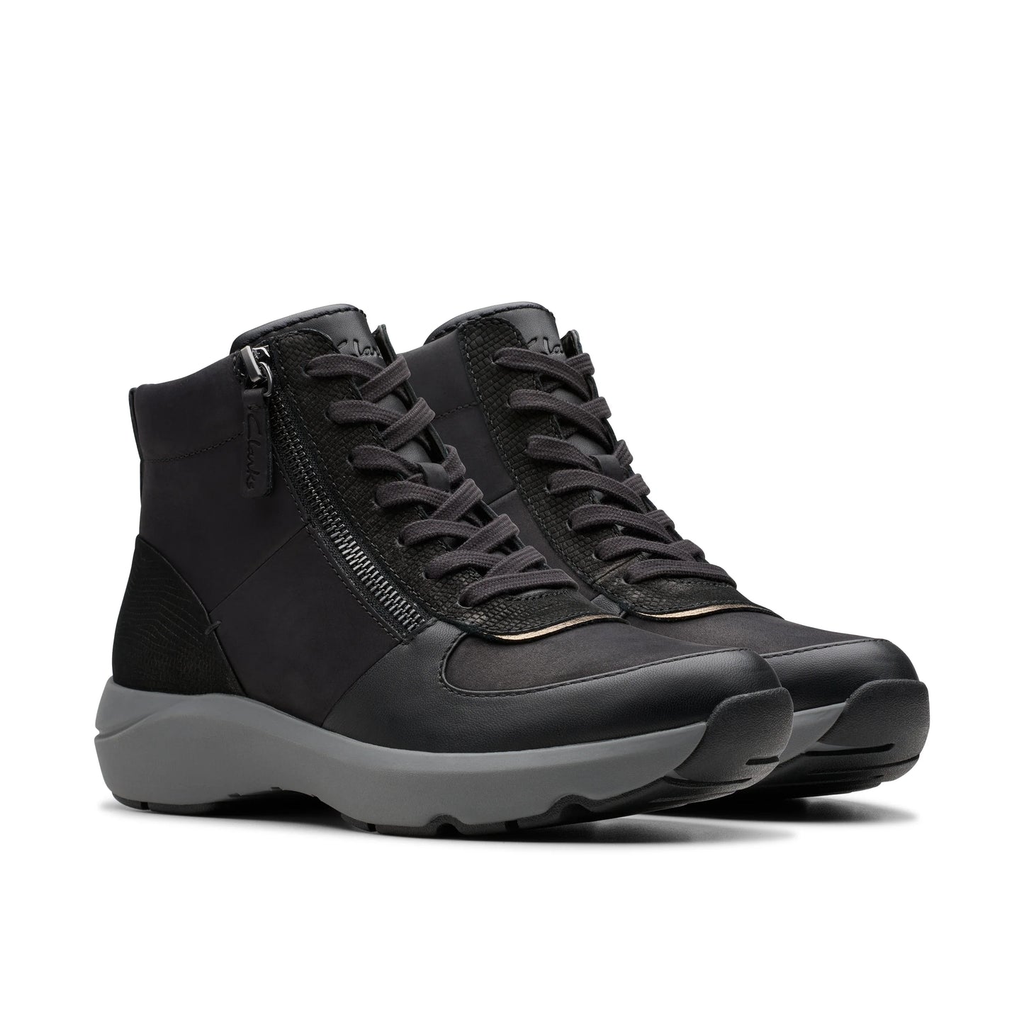 Botines De La Marca Clarks Para Mujer Modelo Tivoli Lane Black Combination En Color Negro