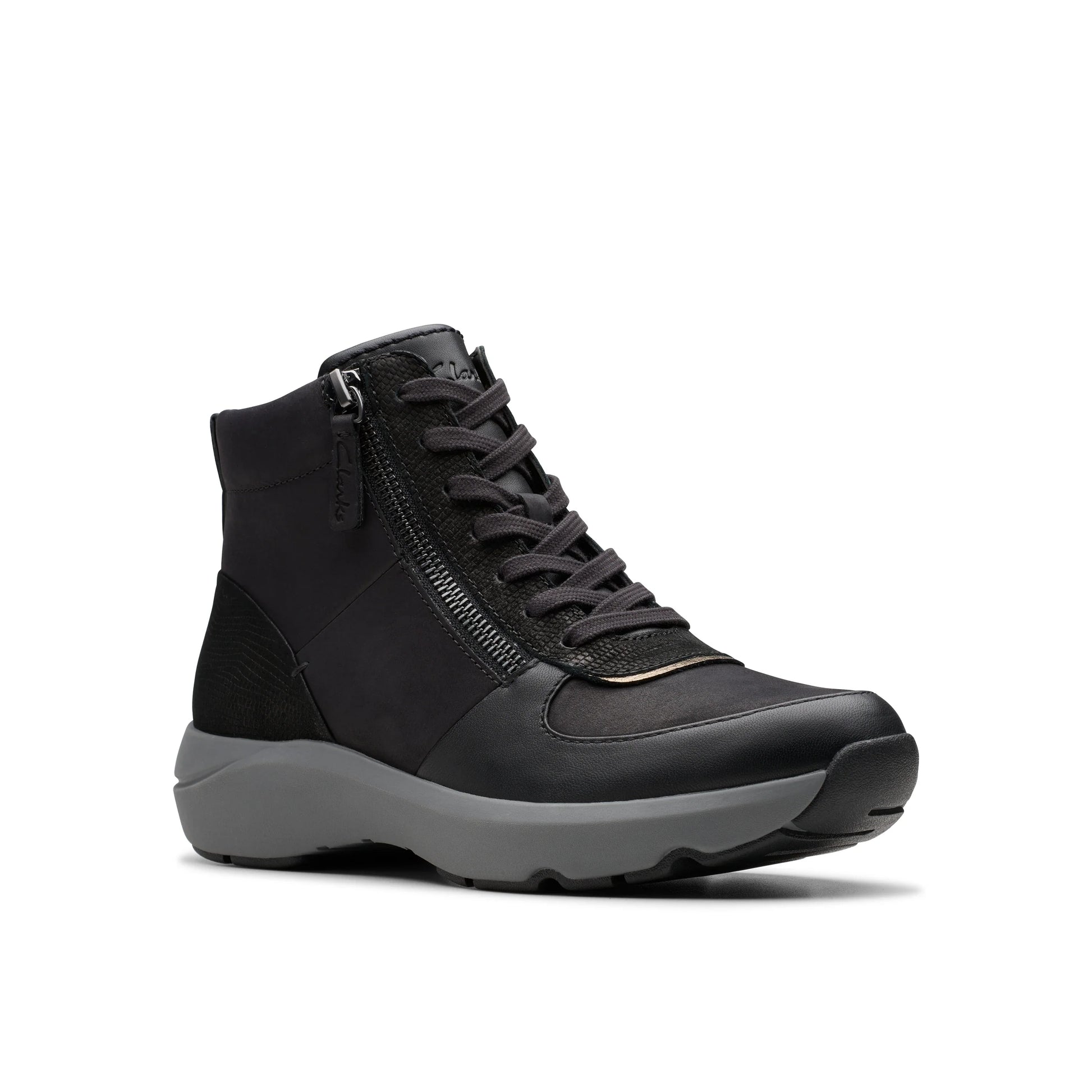 Clarks 女靴,Tivoli Lane Black Combi 型号,黑色。