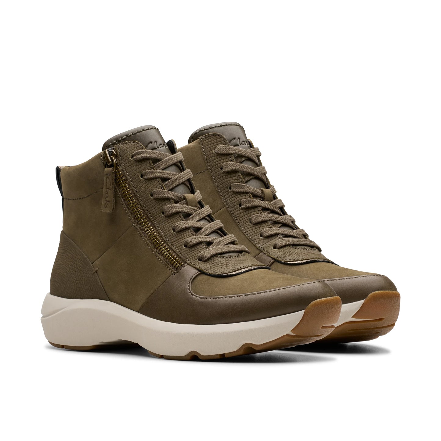 Botines De La Marca Clarks Para Mujer Modelo Tivoli Lane Dark Olive Combination En Color Verde