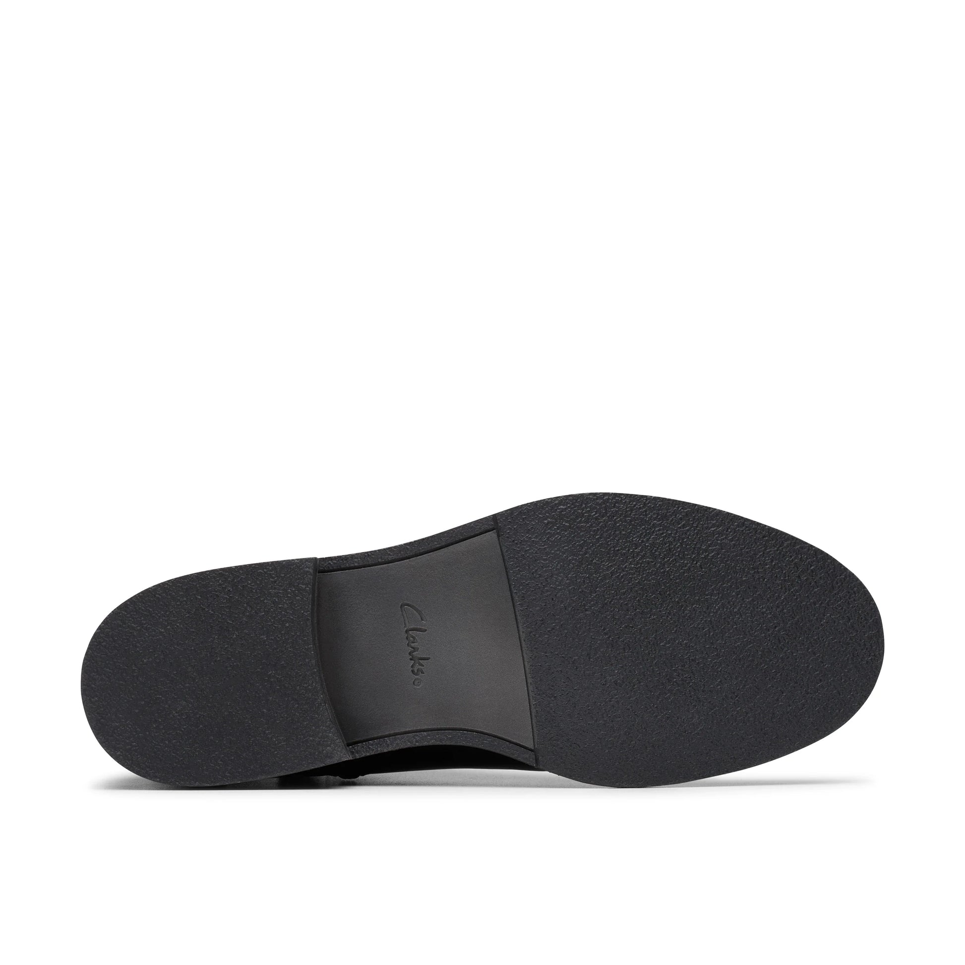 Damenstiefel der Marke Clarks, Modell im Renewal-Stil aus schwarzem Leder in Schwarz.