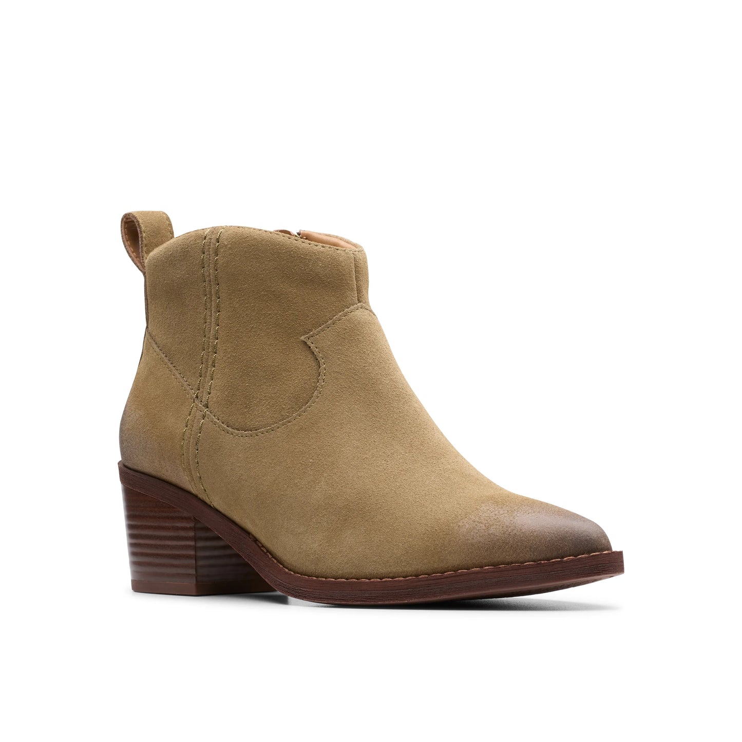 Botines De La Marca Clarks Para Mujer Modelo Morzine Sky Dark Sand Suede En Color Beige