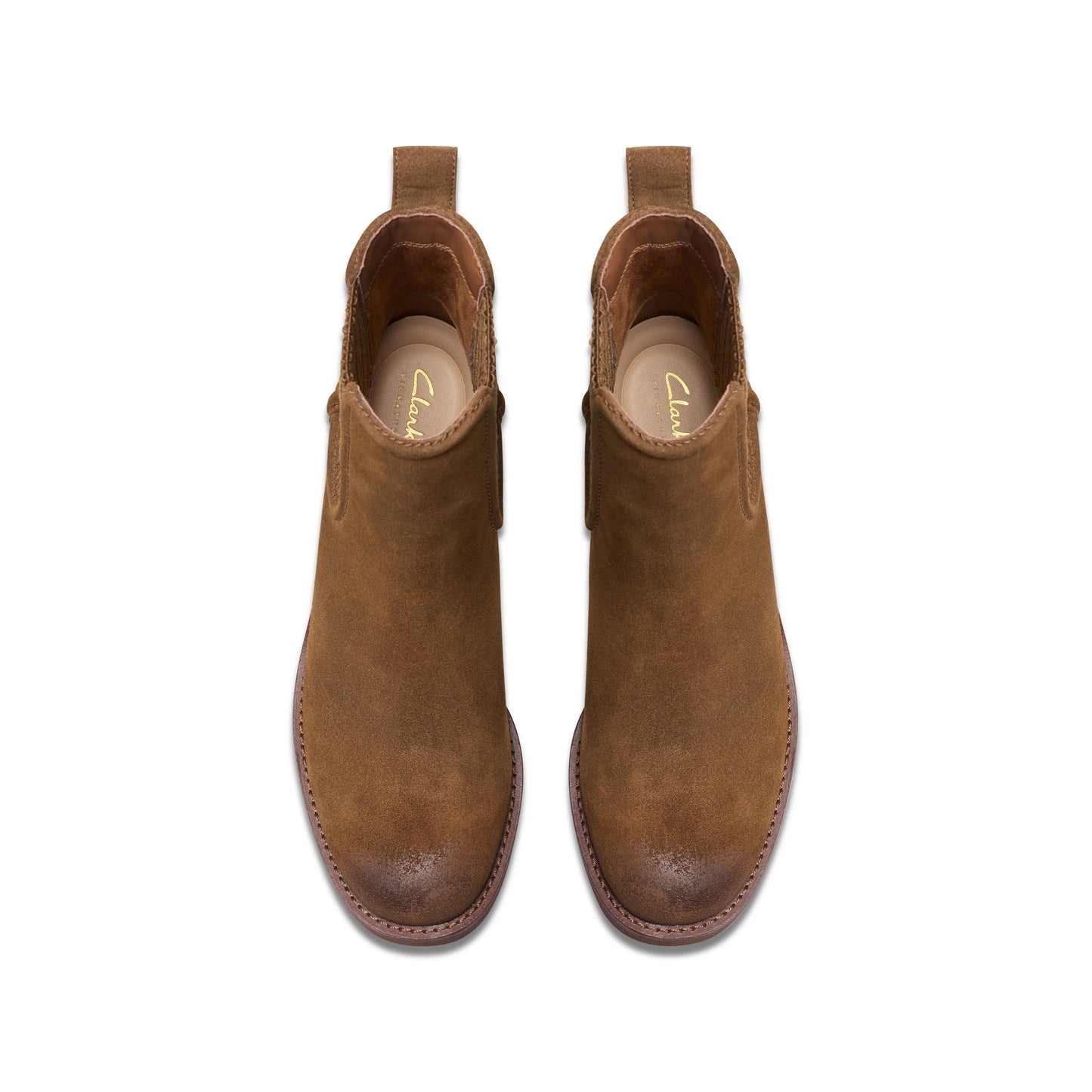 Botines De La Marca Clarks Para Mujer Modelo Chamberly Top Walnut Suede En Color Marrón