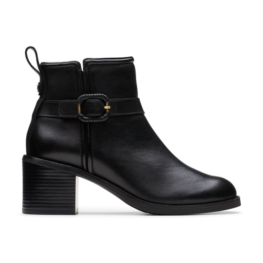 Botines De La Marca Clarks  Para Mujer Modelo Chamberly Trim Black Leather En Color Negro