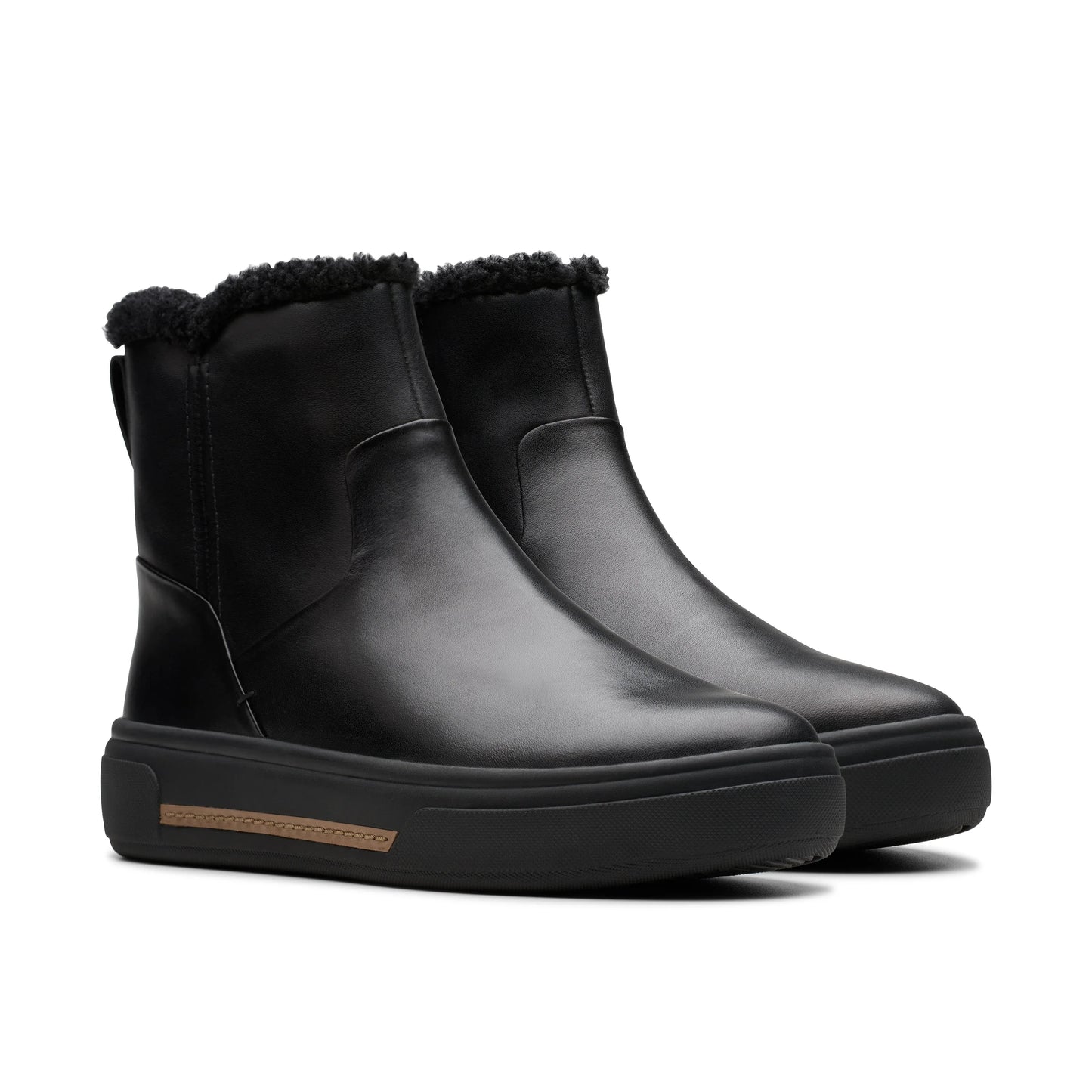 Botines De La Marca Clarks Para Mujer Modelo Hollyhock Lane Black Wlined Leather En Color Negro