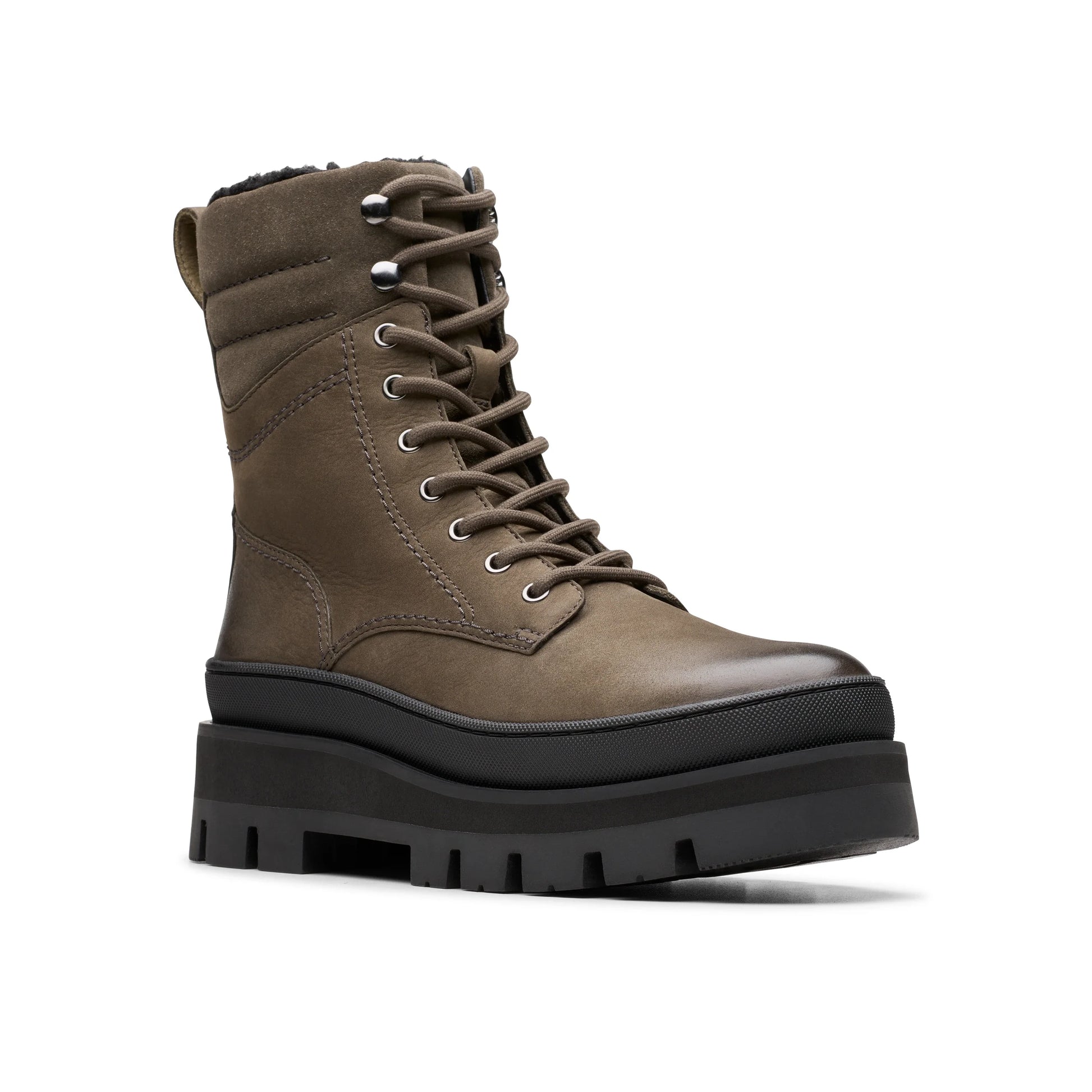 Bottes femme Clarks, Orianna2 Hike Grey, picot doublé.