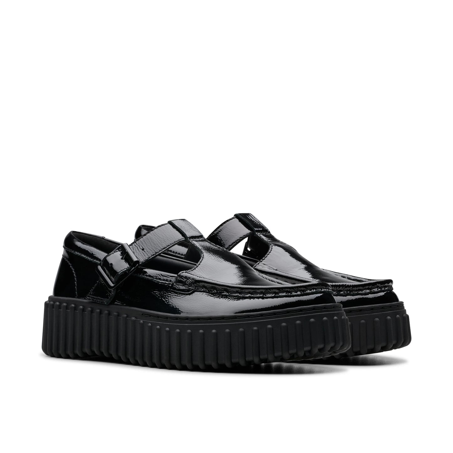 Zapatos Casual De La Marca Clarks Para Mujer Modelo Torhill Bar Black Patent En Color Negro