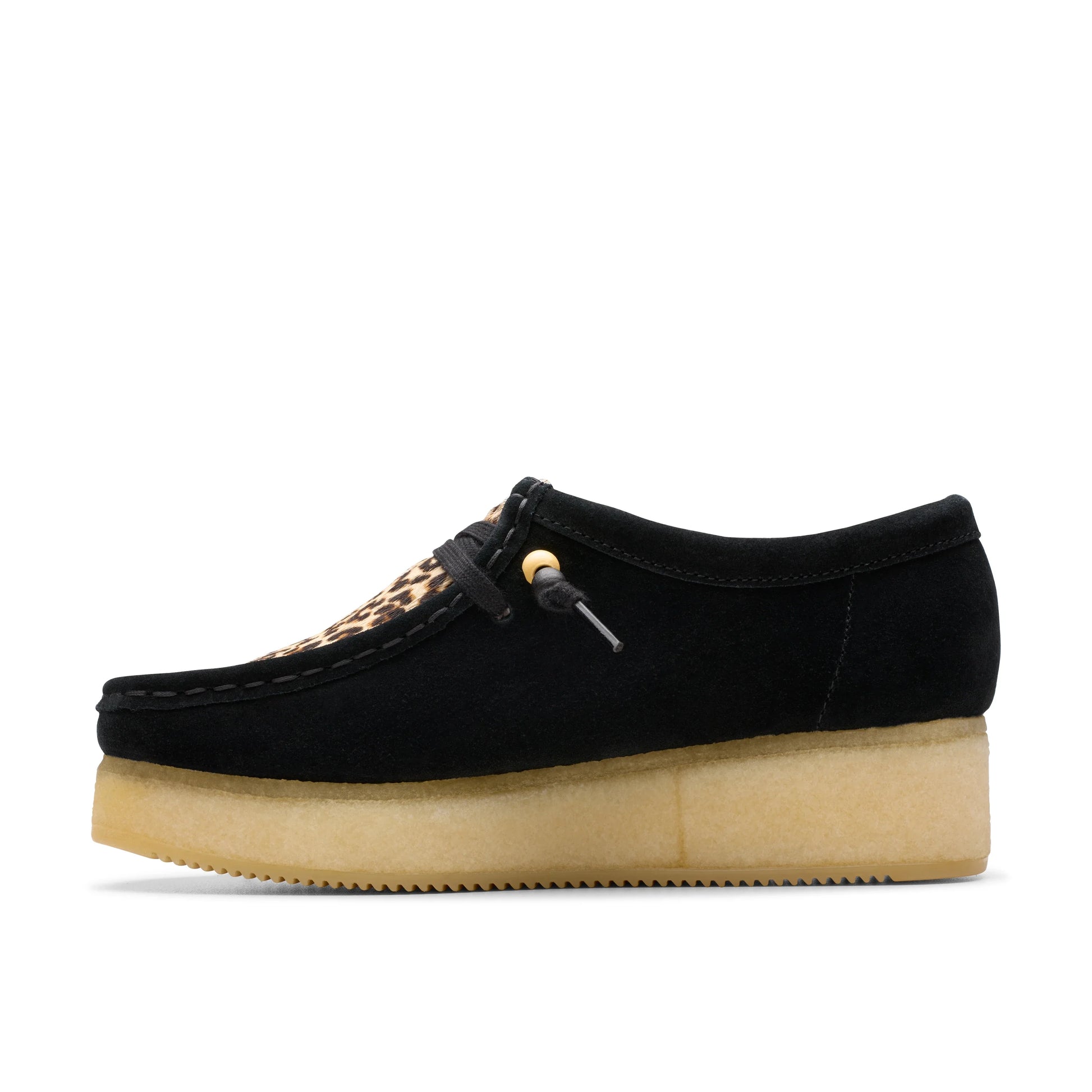 Scarpe casual da donna del marchio Clarks, modello Wallacraft Bee Leopard Print Comb, colore giallo.