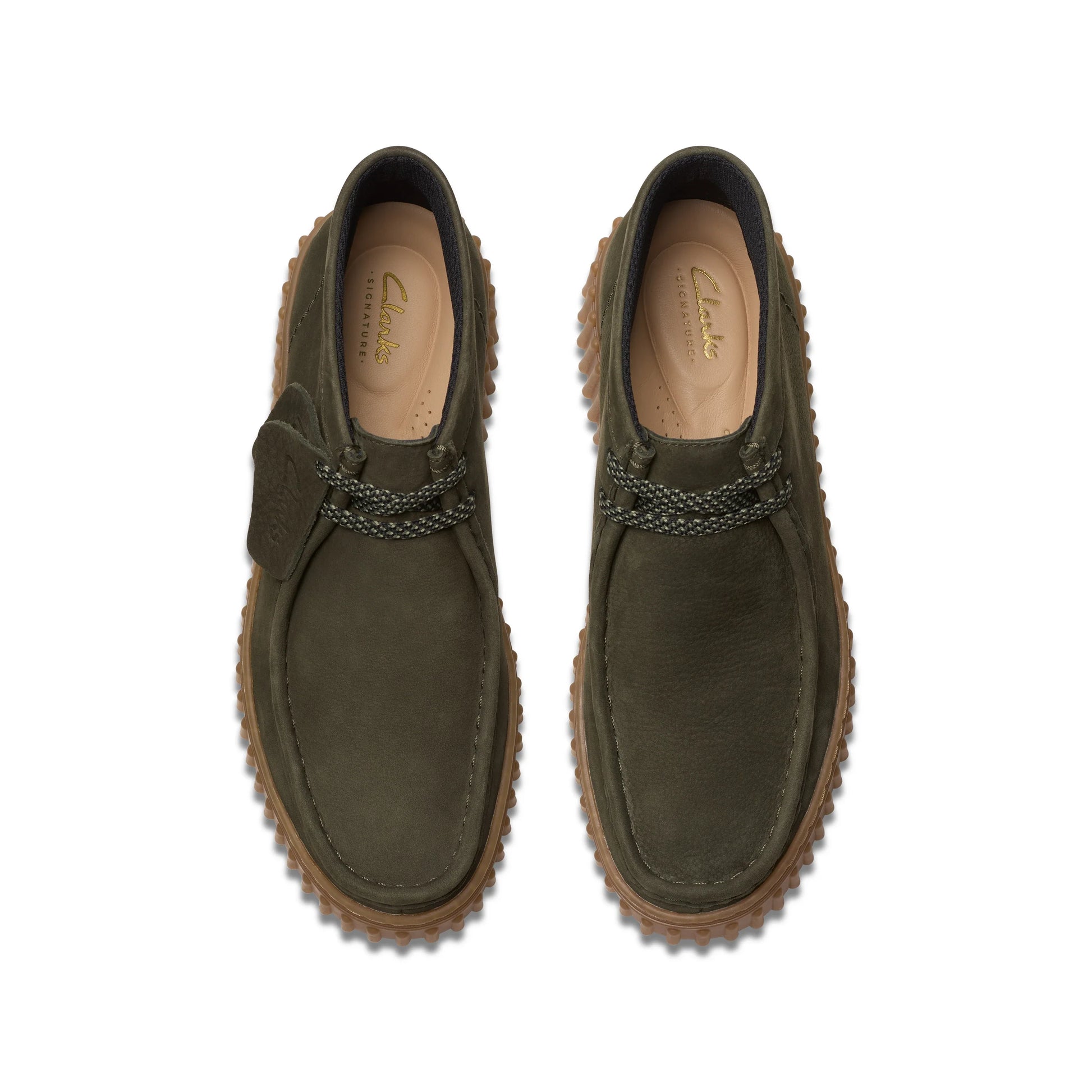 Clarks 品牌的女士靴子,Torhill Moss Dark Green Nub 款,绿色。